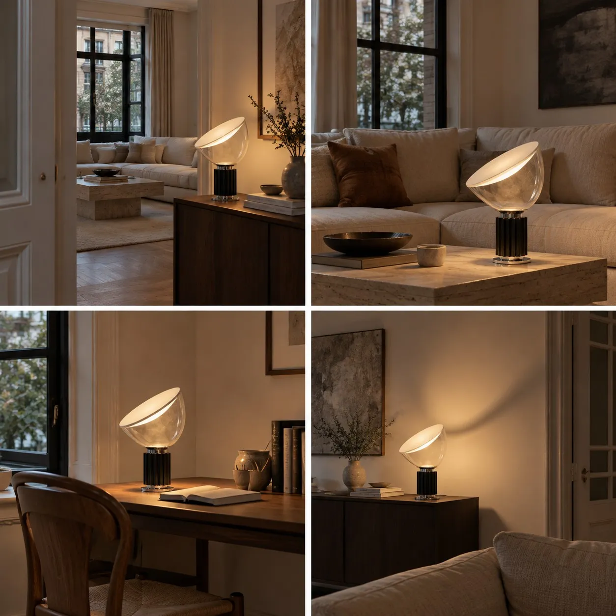 Four views used to check lighting gaps in a dark apartment.