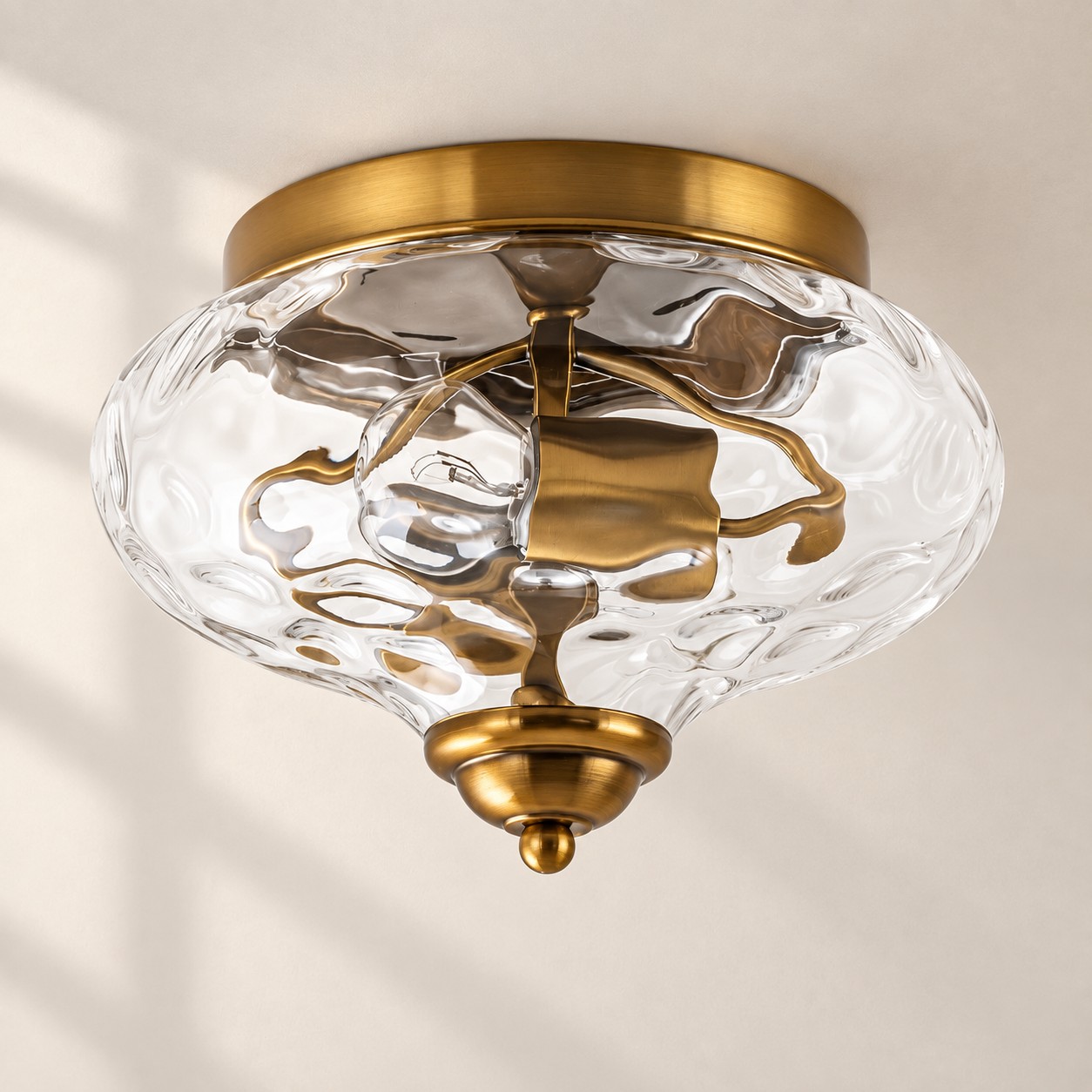 Two-Light Hammered Ceiling Light with four finishes and a flush mount