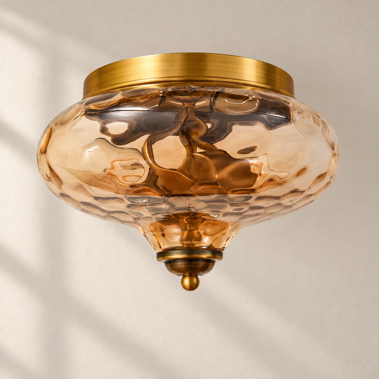 Two-Light Hammered Ceiling Light with four finishes and a flush mount