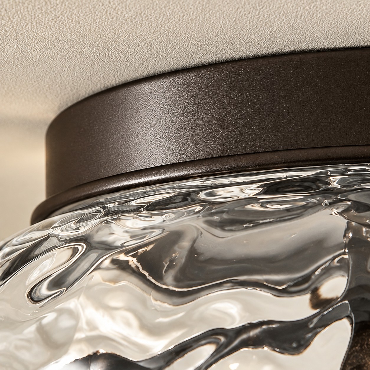 Two-Light Hammered Ceiling Light with four finishes and a flush mount