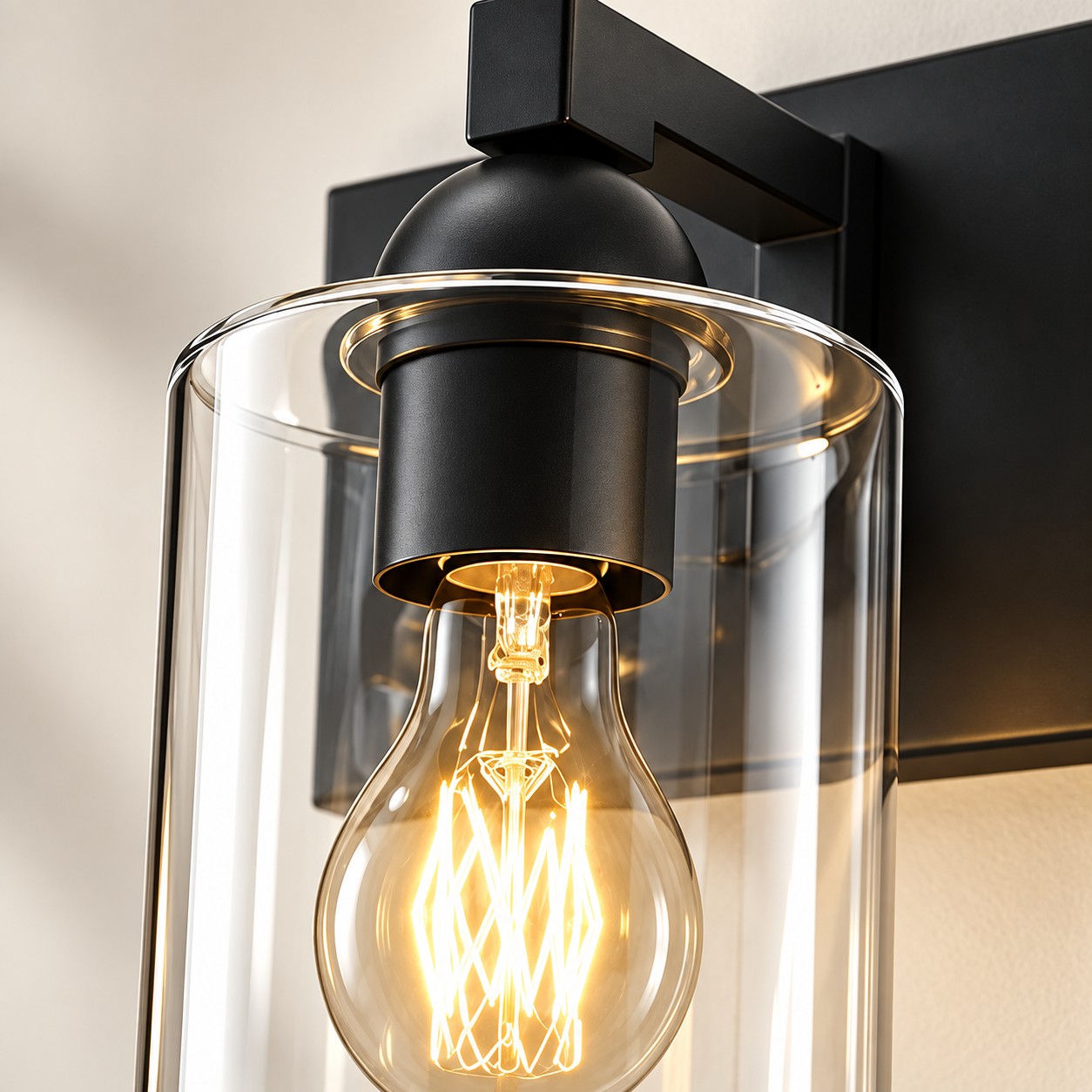 Glass Bathroom Vanity Light with one to six lights and three metal finishes