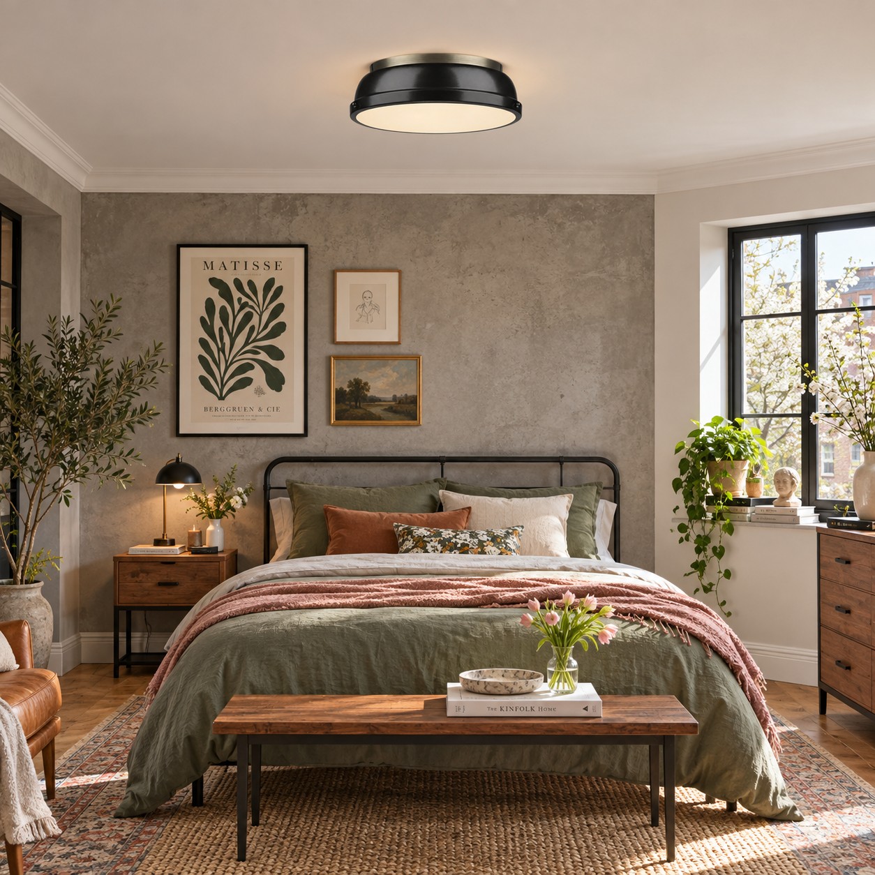 Metal Flush Ceiling Light with a 14-inch diameter and three metal finishes