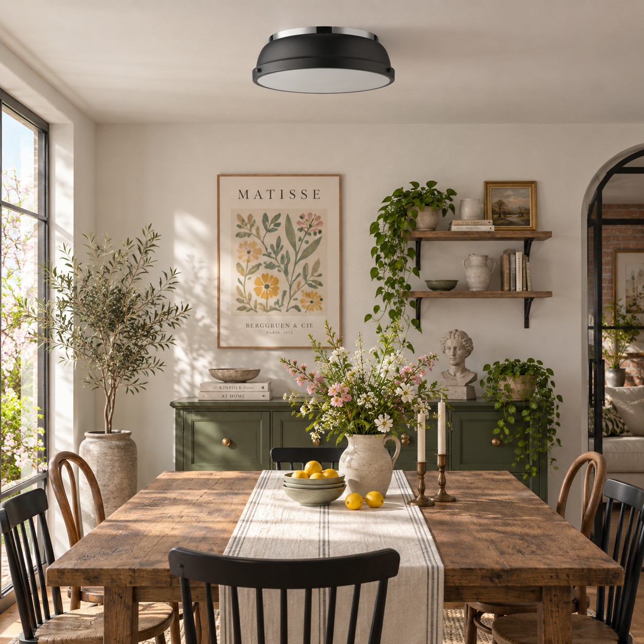 Metal Flush Ceiling Light with a 14-inch diameter and three metal finishes