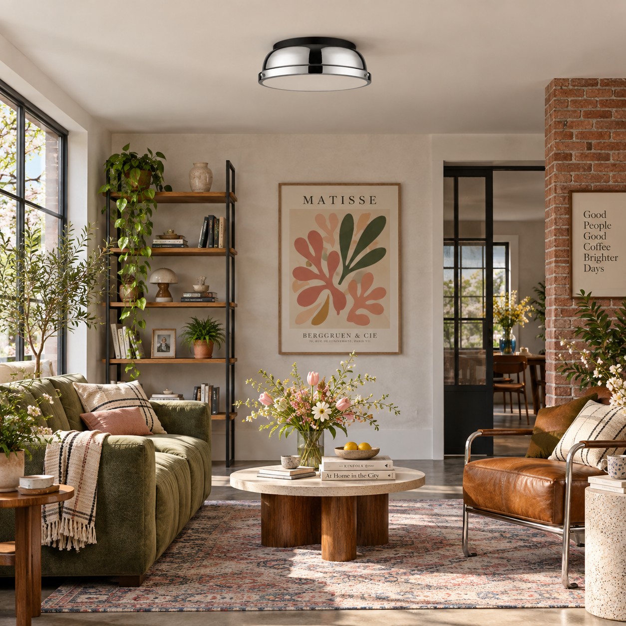 Metal Flush Ceiling Light with a 14-inch diameter and three metal finishes