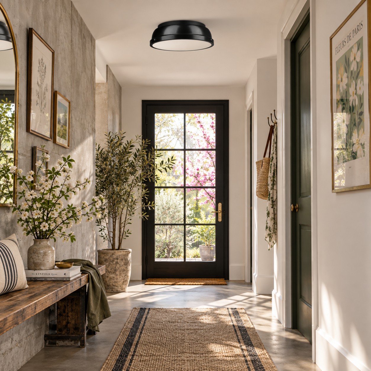 Metal Flush Ceiling Light with a 14-inch diameter and three metal finishes