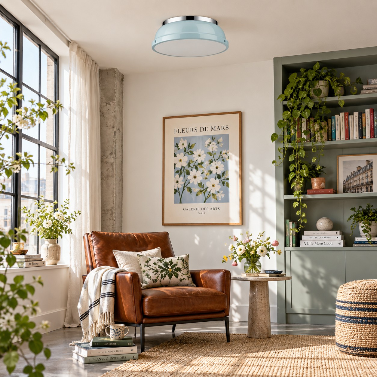 Metal Flush Ceiling Light with a 14-inch diameter and three metal finishes