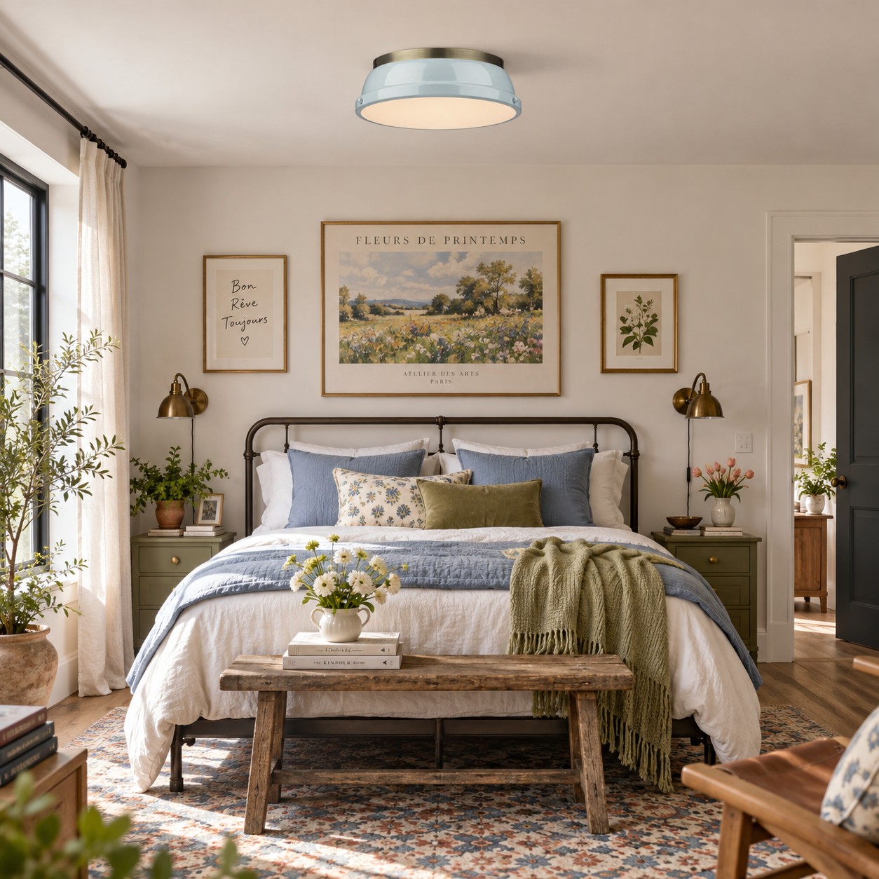Metal Flush Ceiling Light with a 14-inch diameter and three metal finishes