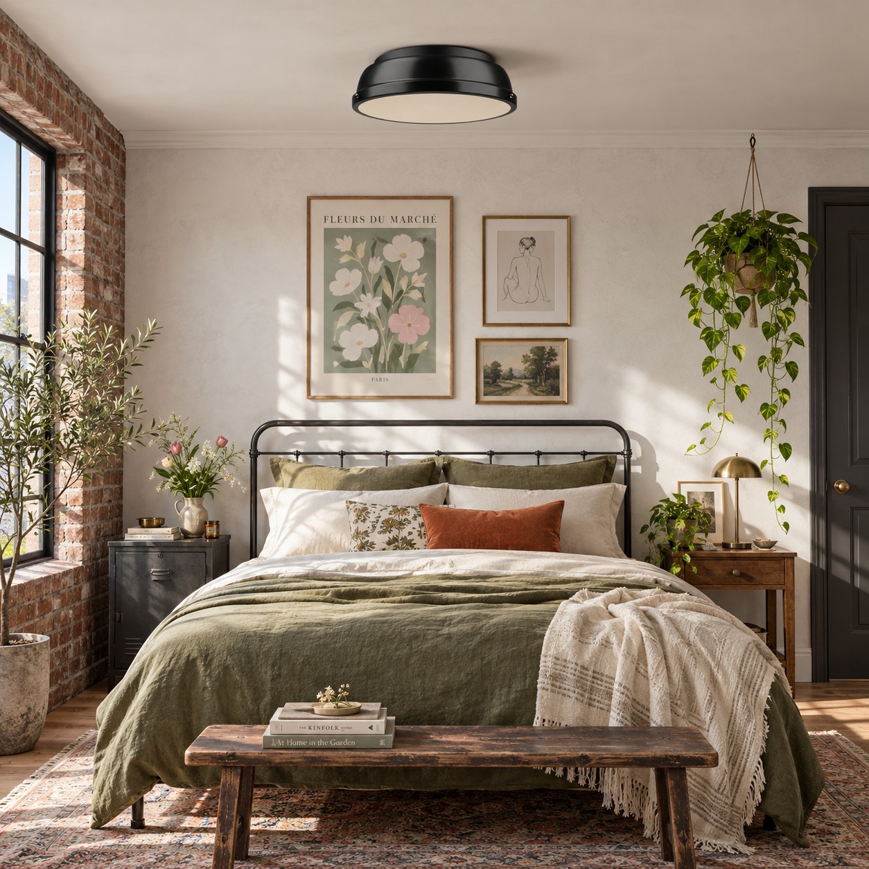 Metal Flush Ceiling Light with a 14-inch diameter and three metal finishes