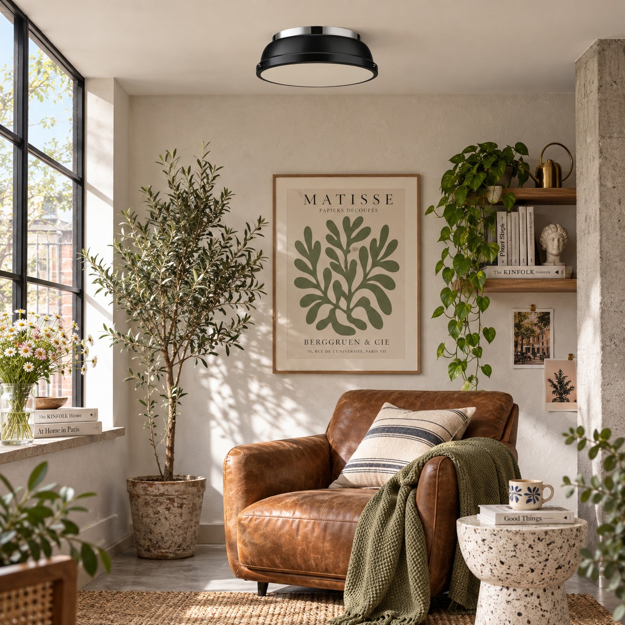 Metal Flush Ceiling Light with a 14-inch diameter and three metal finishes