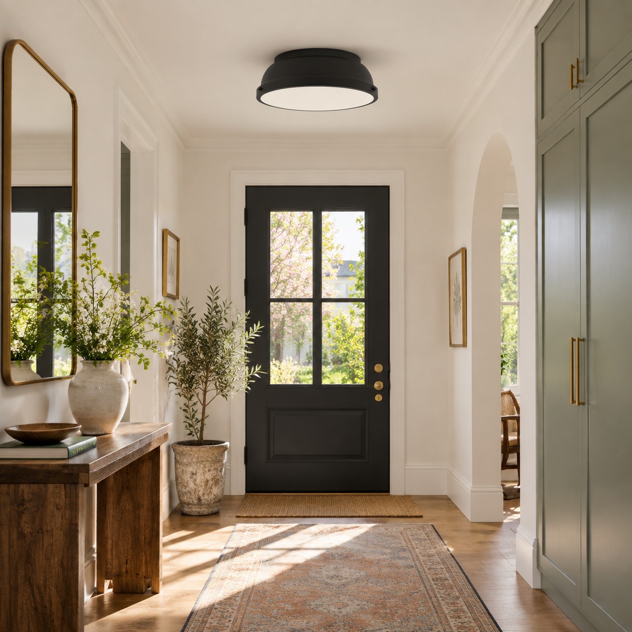 Metal Flush Ceiling Light with a 14-inch diameter and three metal finishes