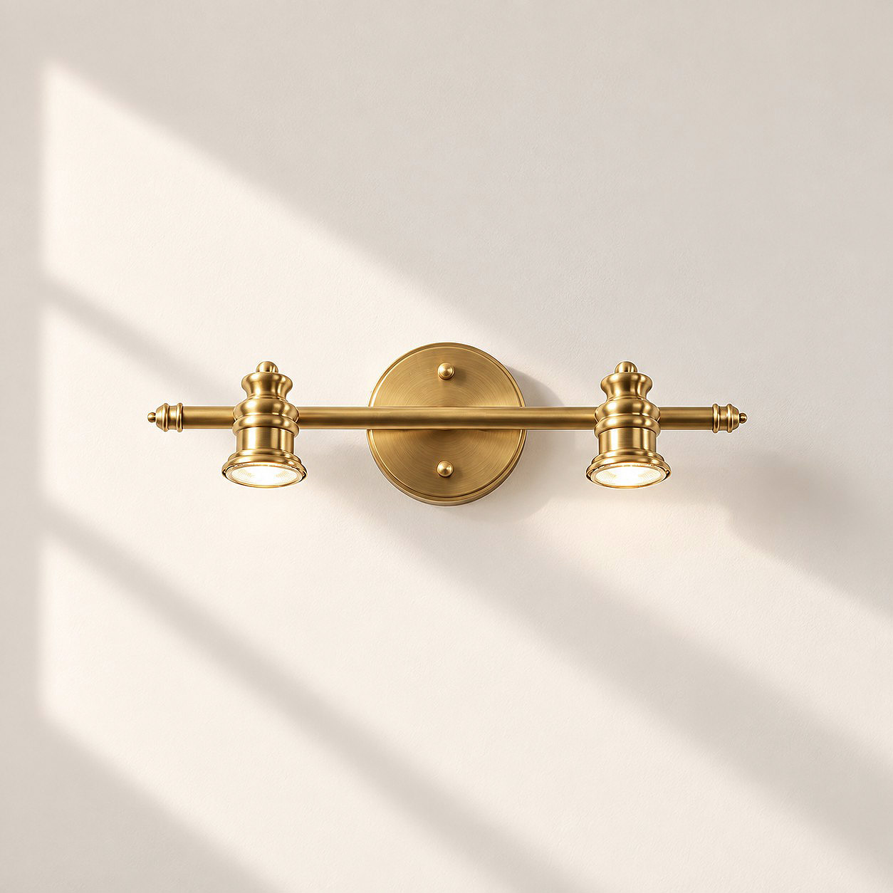 Aurelia Brass Vanity Wall Light with one to five heads and natural brass