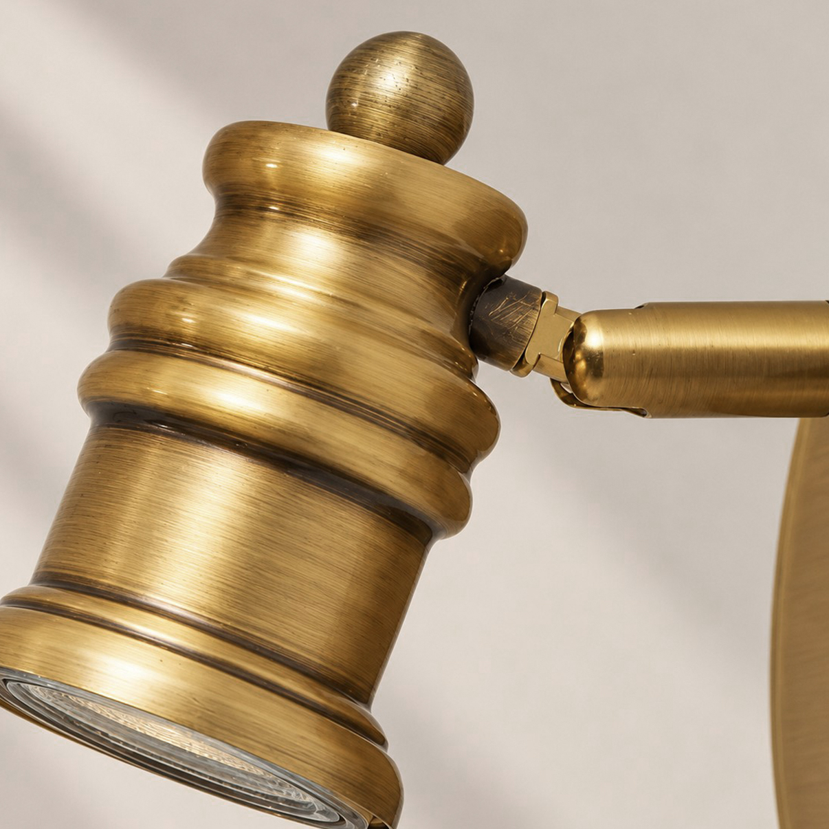 Aurelia Brass Vanity Wall Light with one to five heads and natural brass