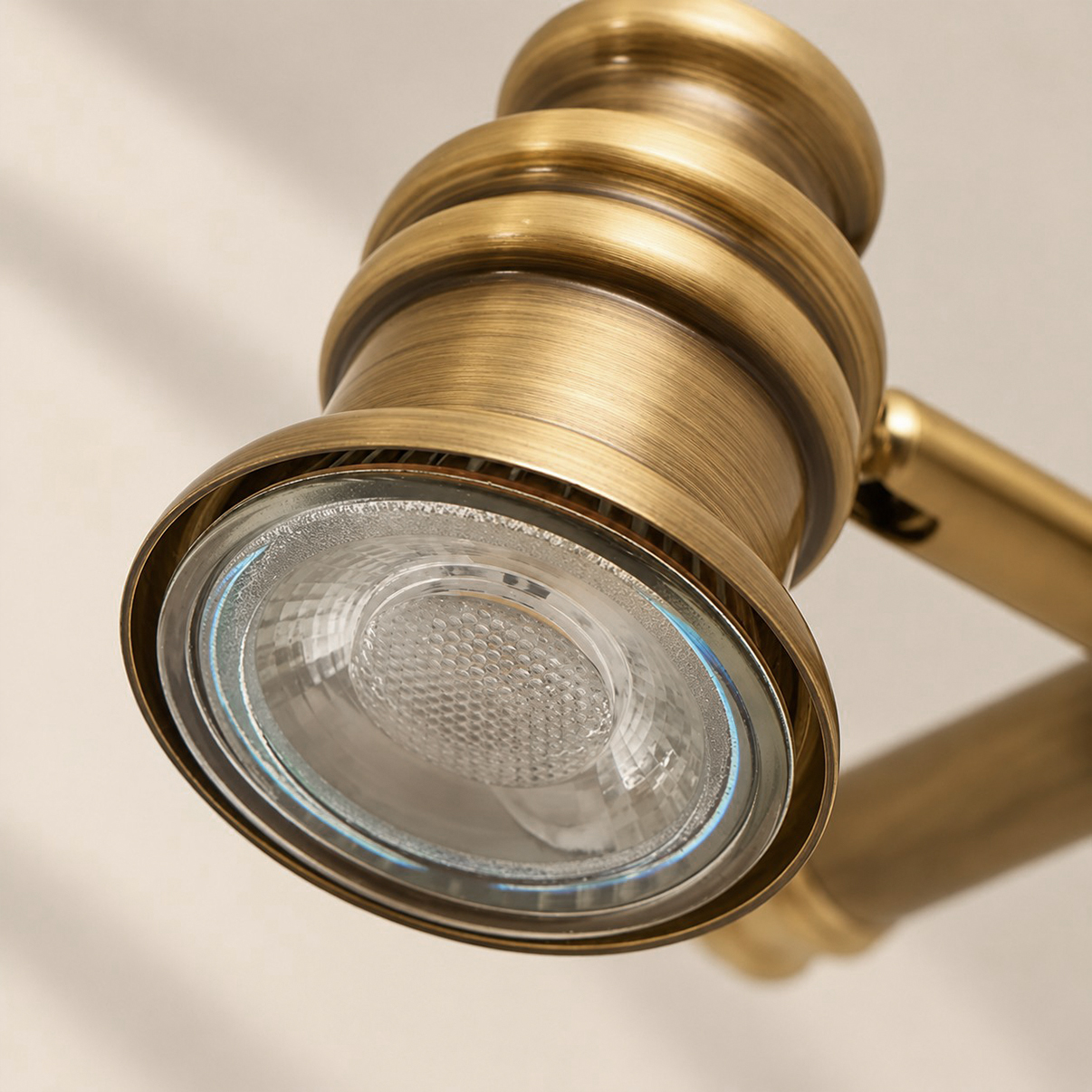 Aurelia Brass Vanity Wall Light with one to five heads and natural brass