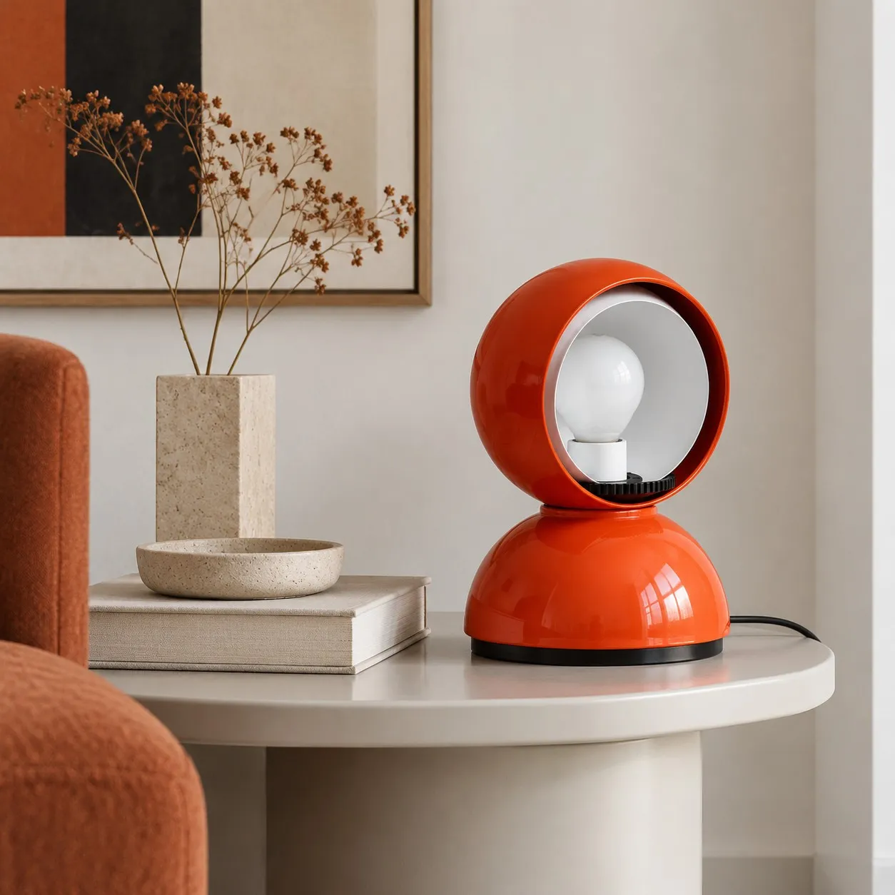 Golden crystal sphere table lamp in an entry