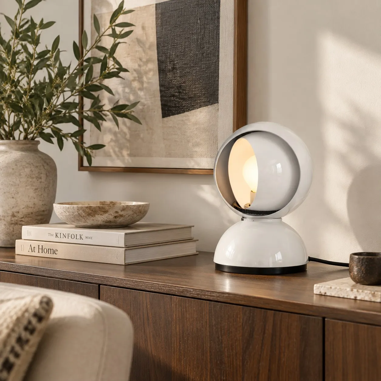 Crystal sphere table lamp interior scene