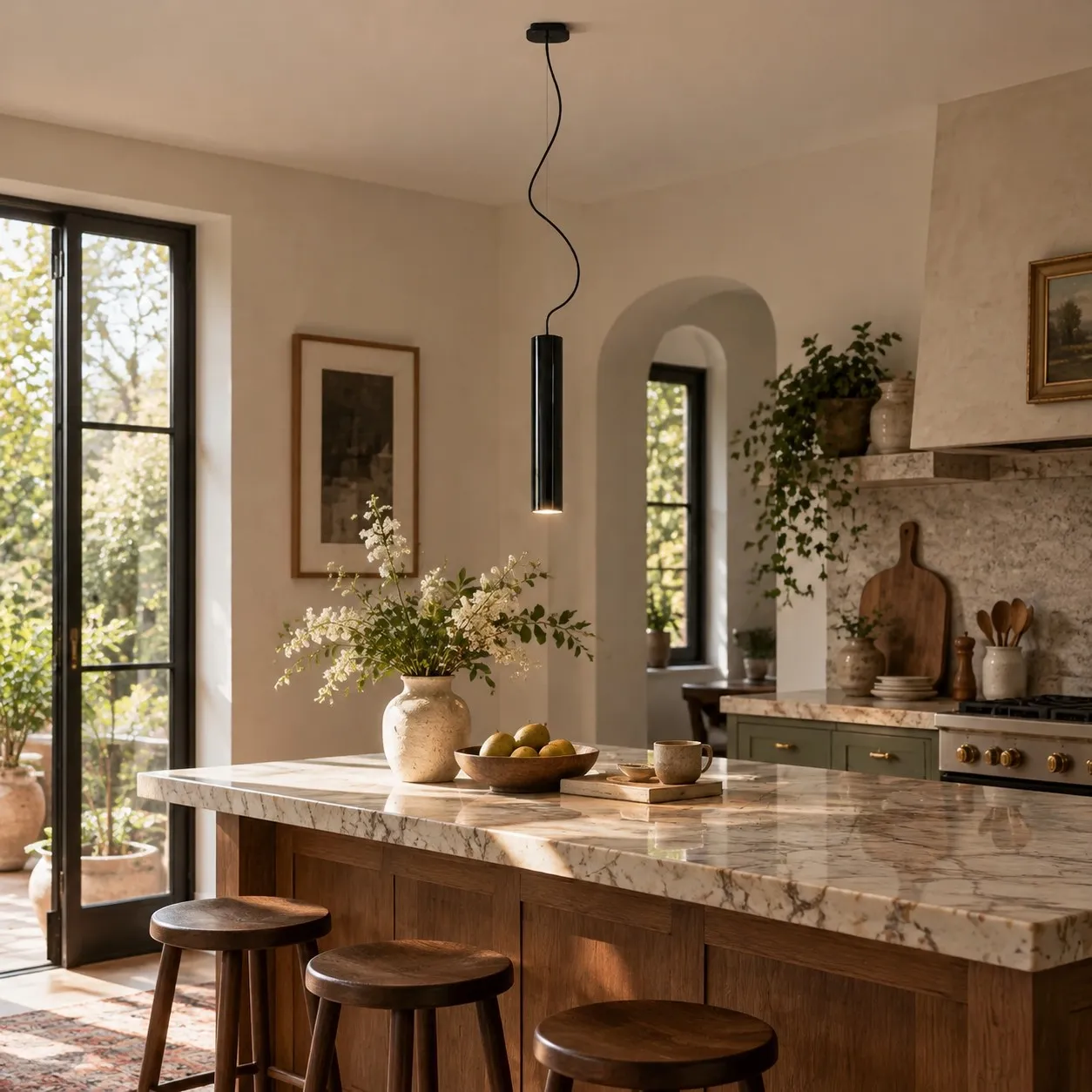 Ilio pendant lamp above a kitchen island