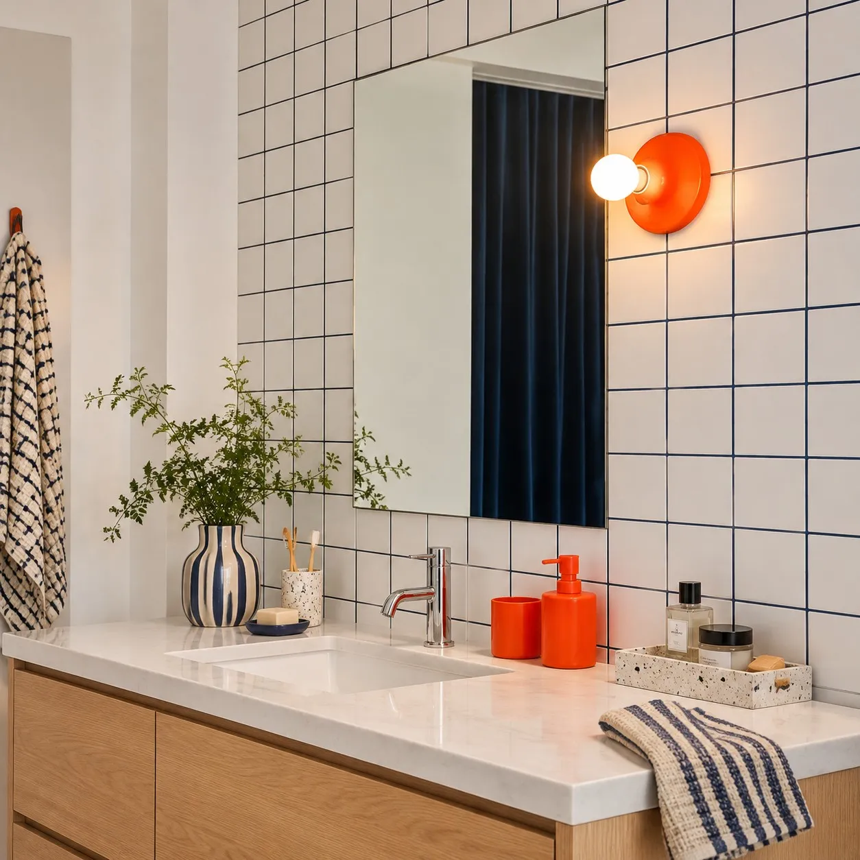 Polycarbonate disc light in an interior scene