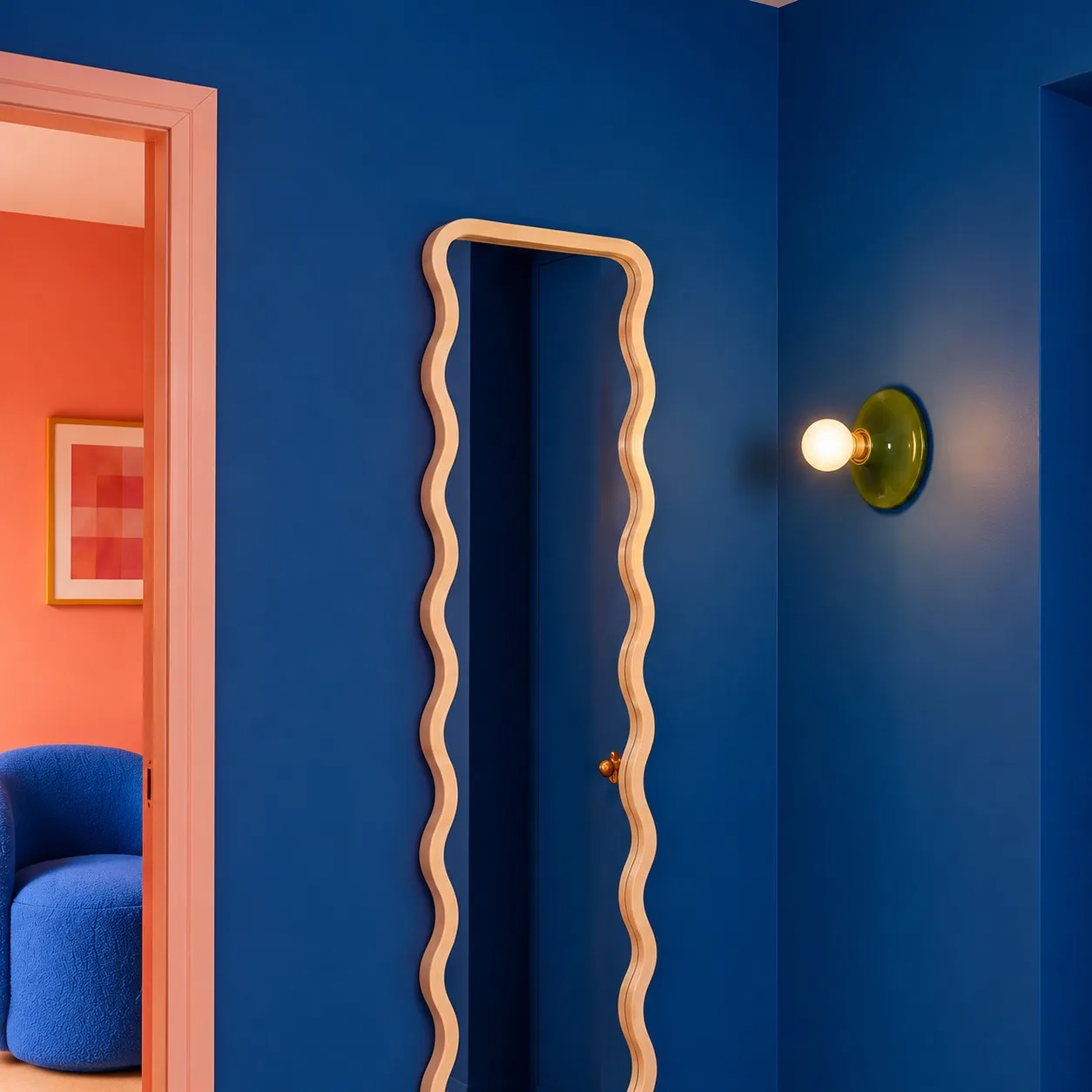 Polycarbonate disc light in an interior scene