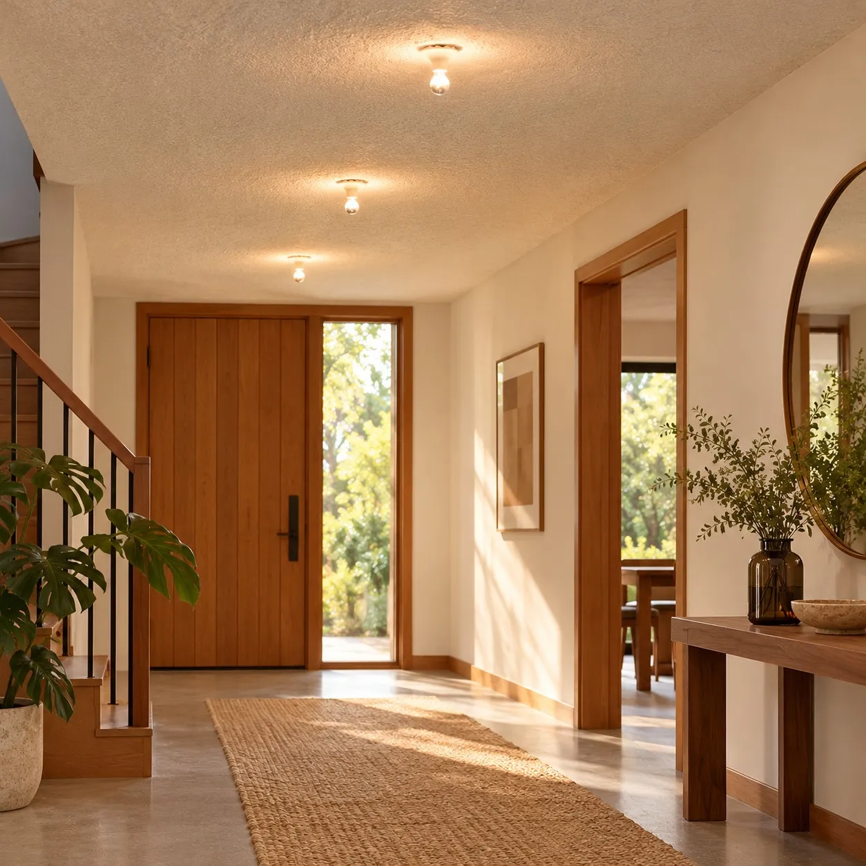 Polycarbonate disc light in an interior scene