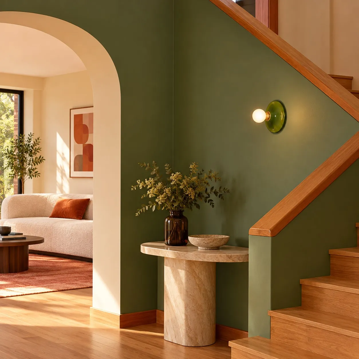 Polycarbonate disc light in an interior scene