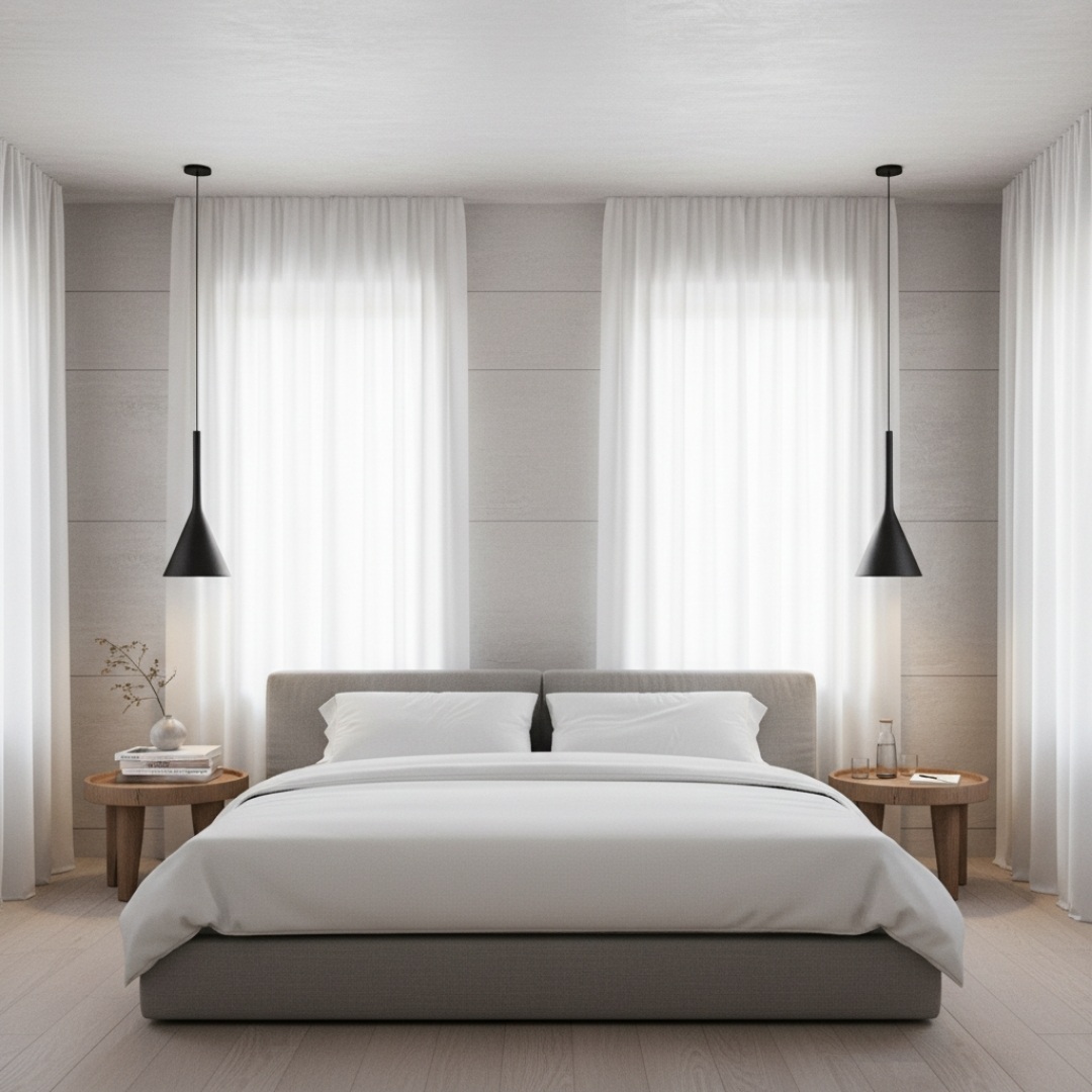 Alphomo pendant lights in a bedroom