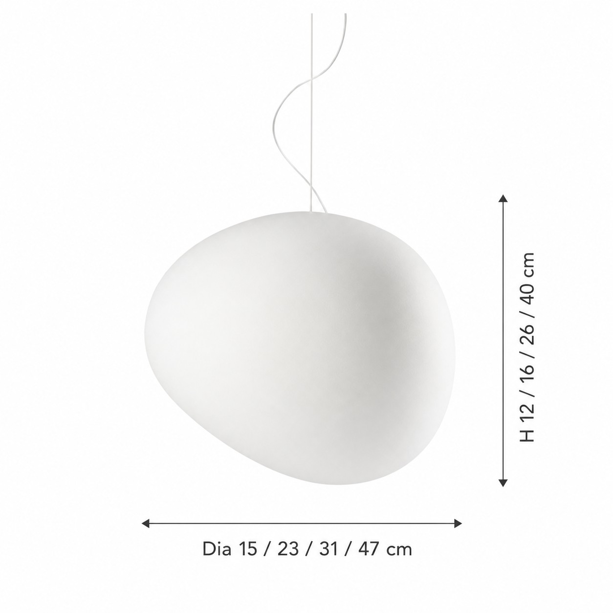Stonea pendant lamp dimensions in four sizes