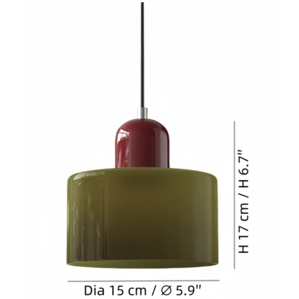 Morandi pendant light dimensions, diameter 15 cm and height 17 cm