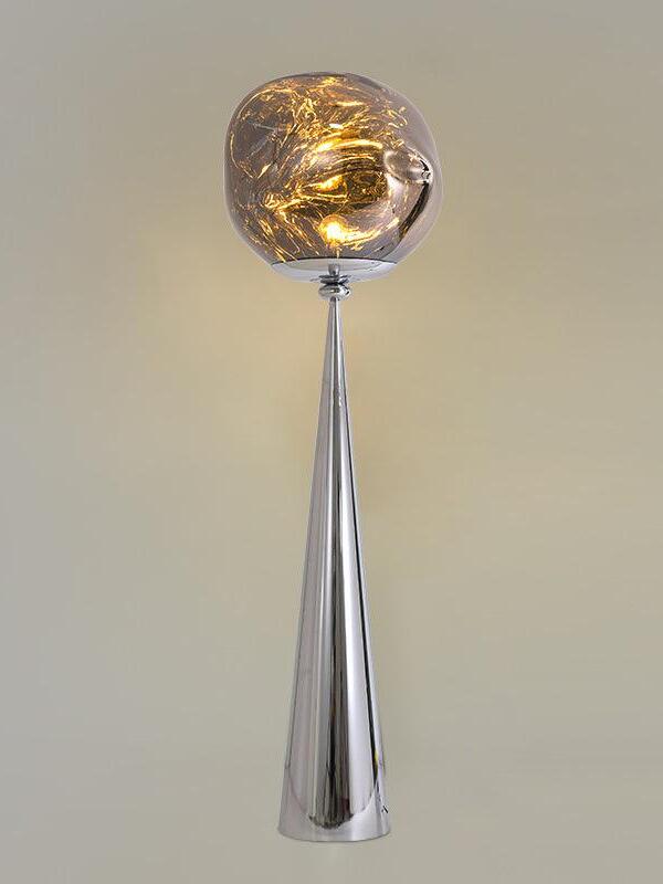 Chrome and smoky Melt floor lamp