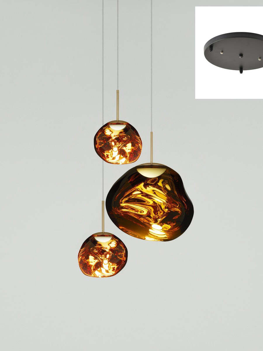 Gold three-head chandelier