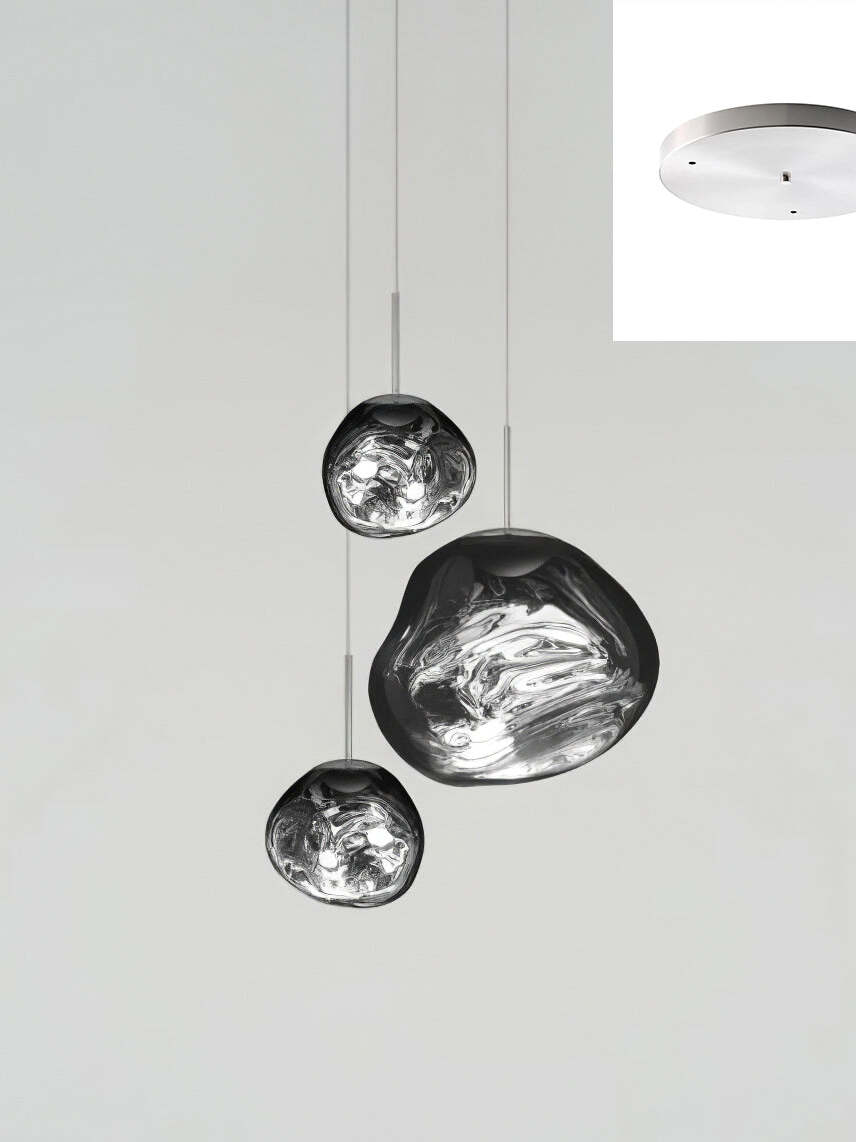 Silver three-head chandelier