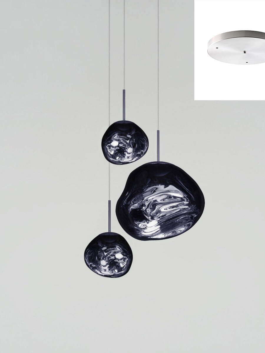 Smoky gray three-head chandelier