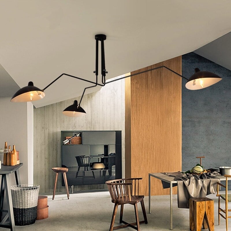 Black Adjustable Ceiling Light in a square dining scene