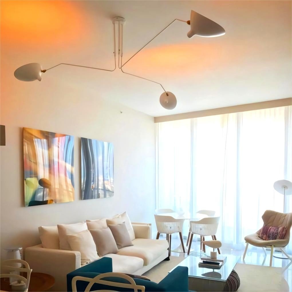 White Adjustable Ceiling Light in a square living scene