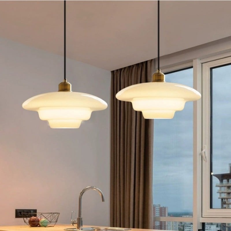 Art Deco Opal Glass Pendant Light S45