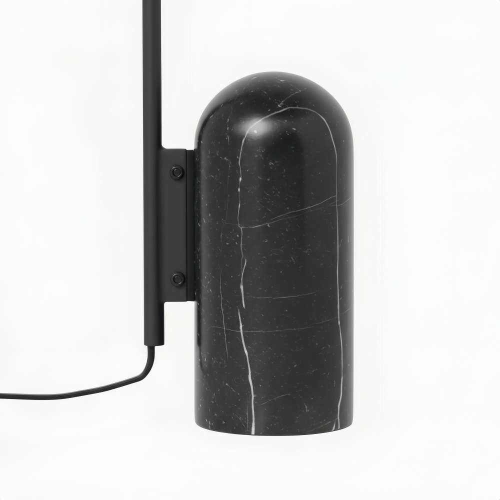 Close-up of the Black marble base and frame connection