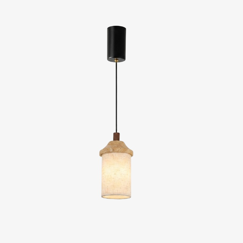 Walnut Wood adjustable travertine pendant