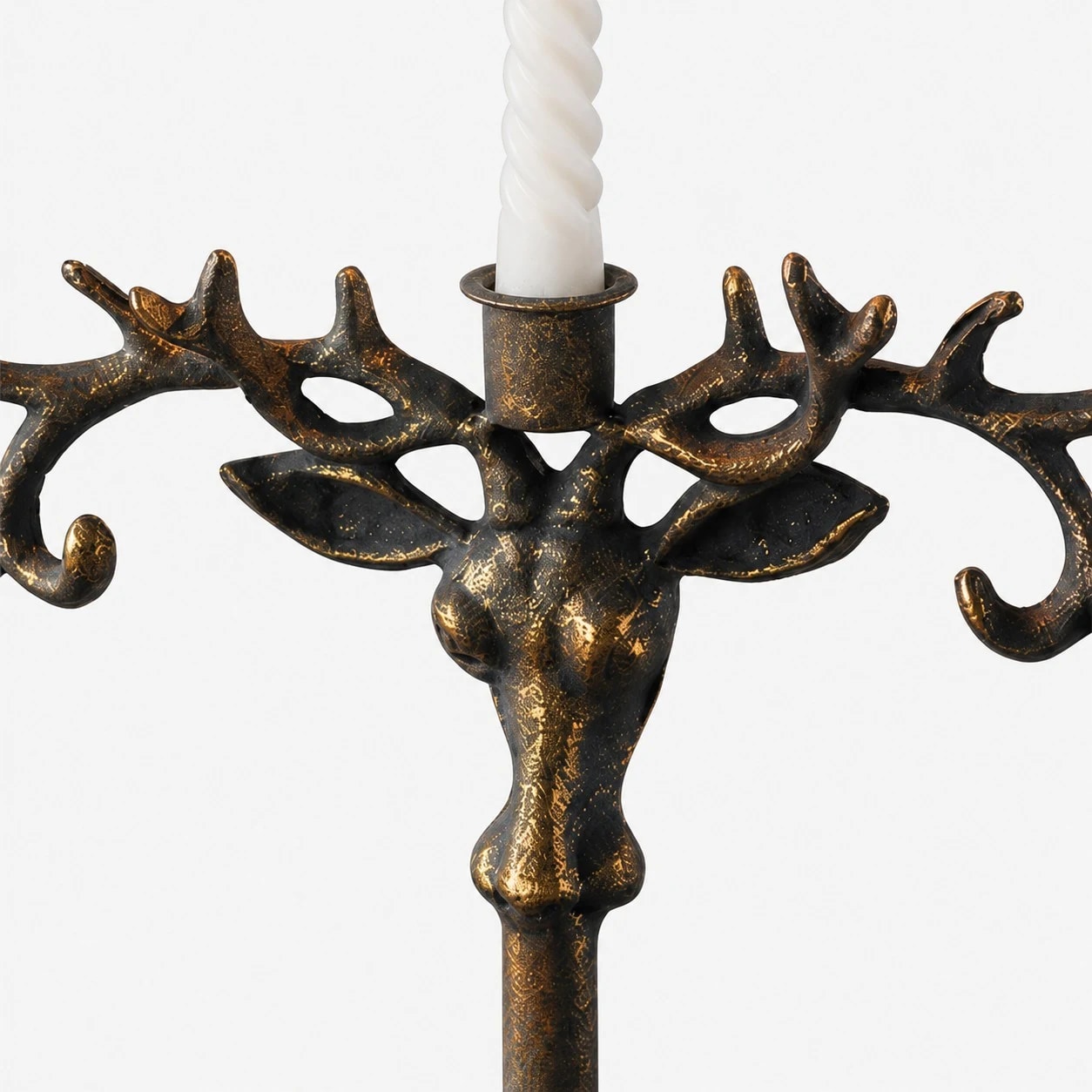 Vintage deer head iron candle holder