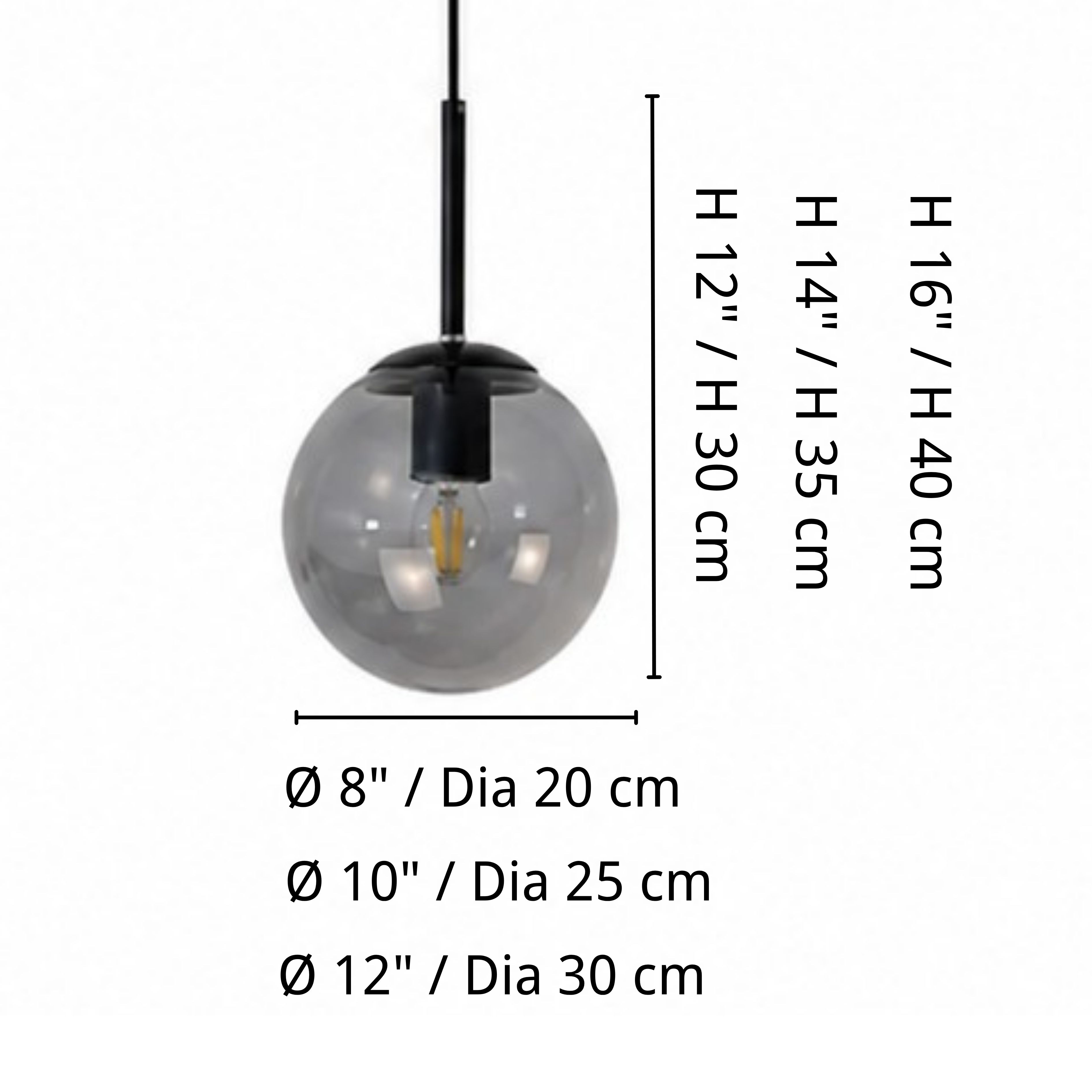 Luma pendant light size reference