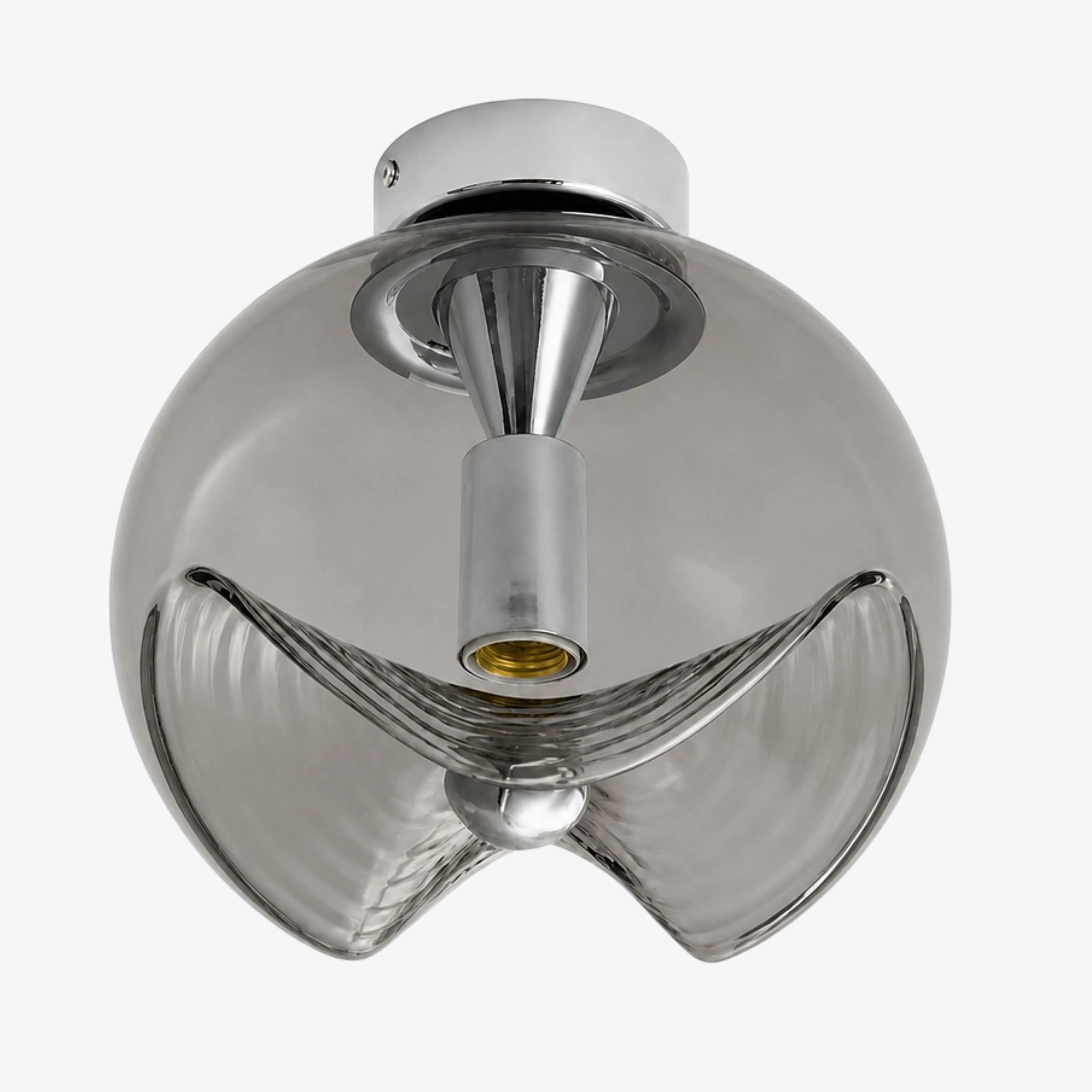 Chrome and Smoke Gray Luma sculpted glass ceiling light