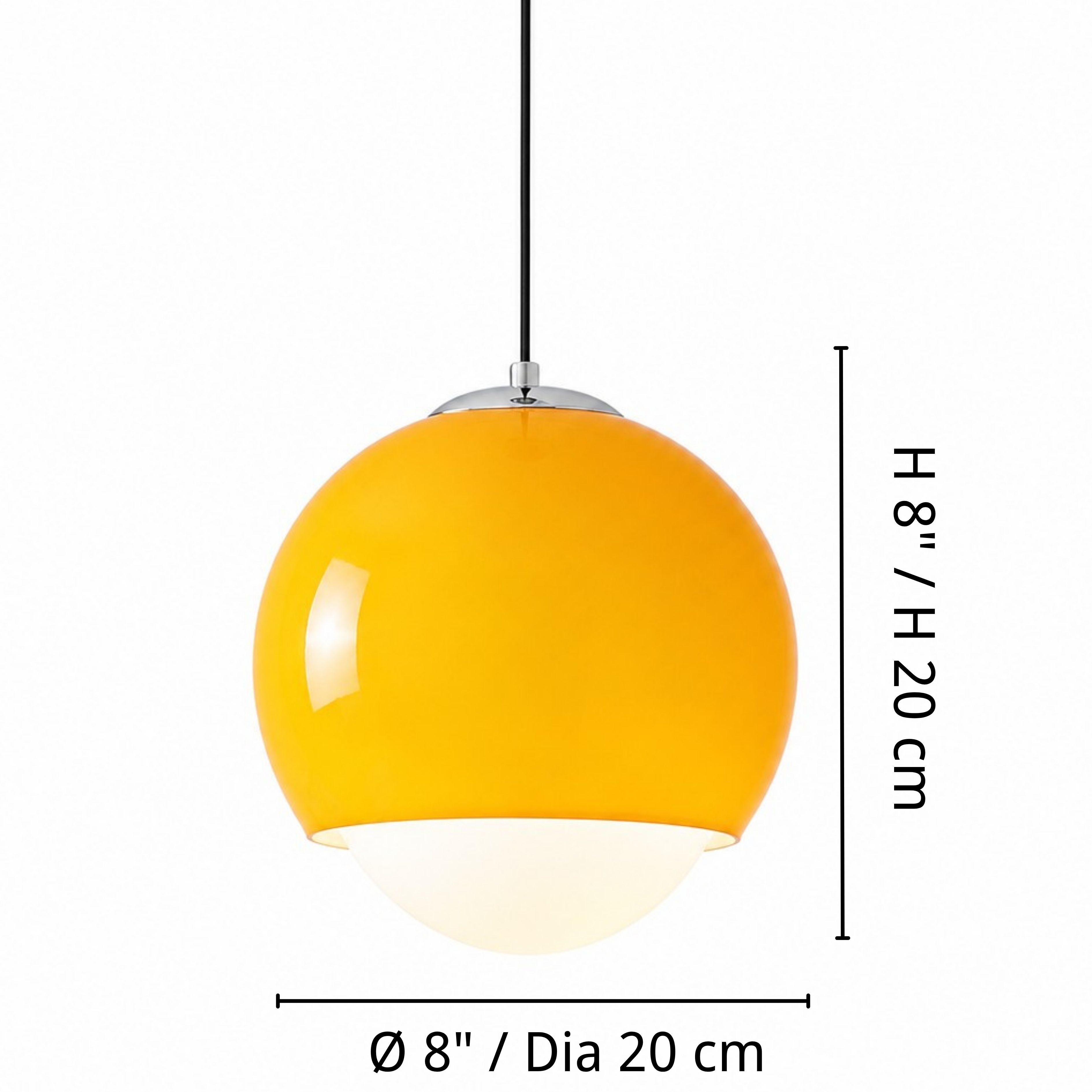 Dimensions of the Orange 20 cm Luma glass pendant