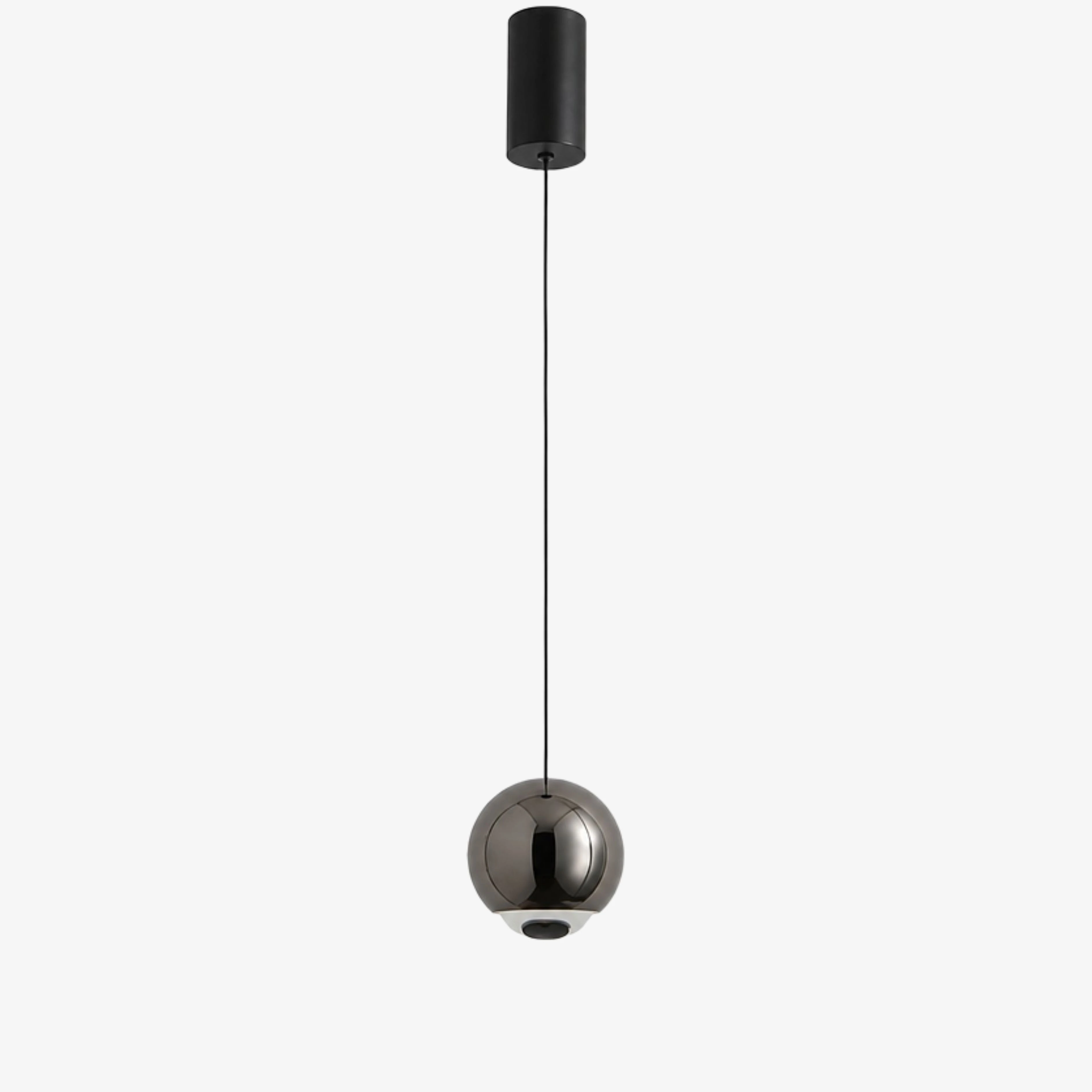 Pearl Black Luma Collection mirrored orb pendant light