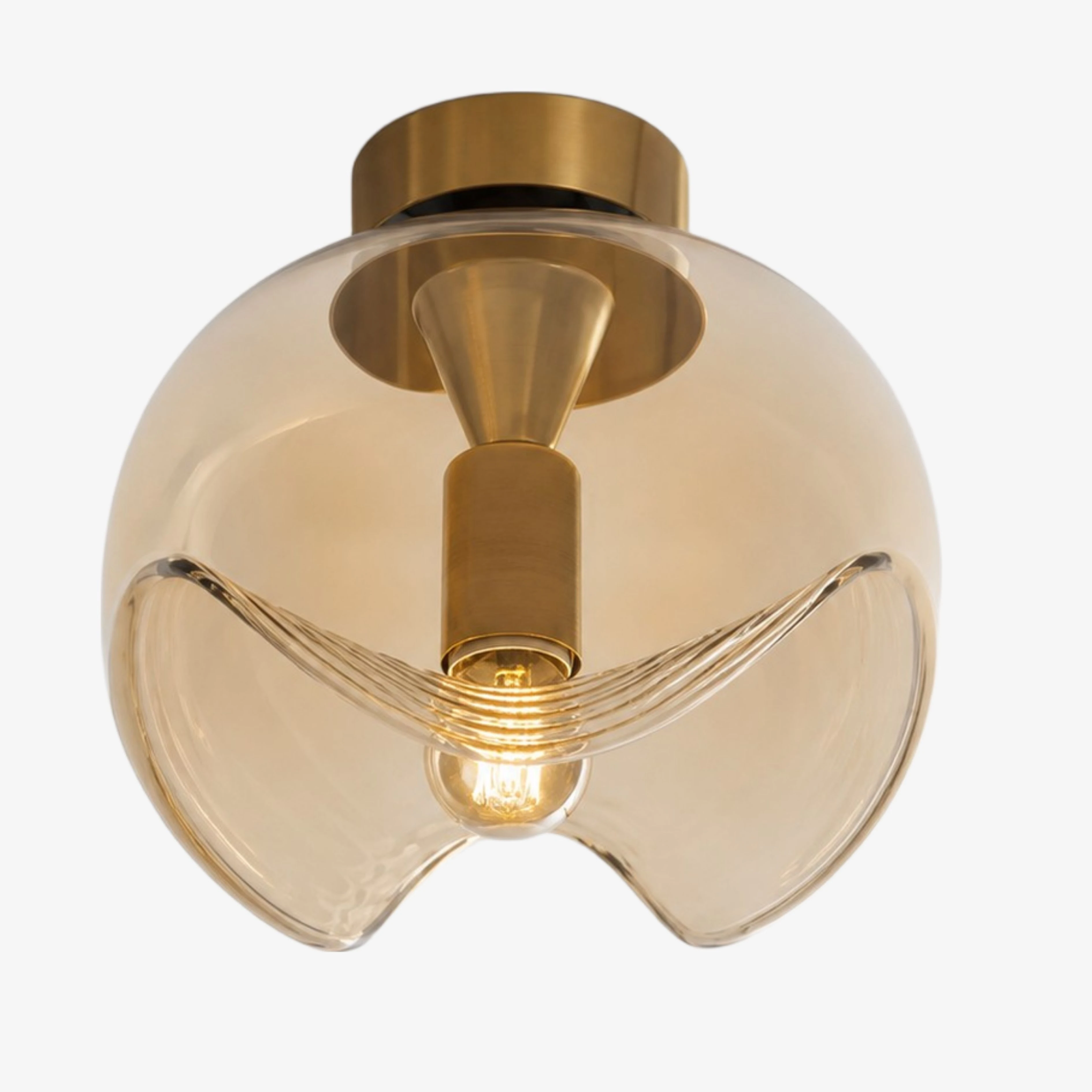 Gold and Cognac Luma sculpted glass ceiling light