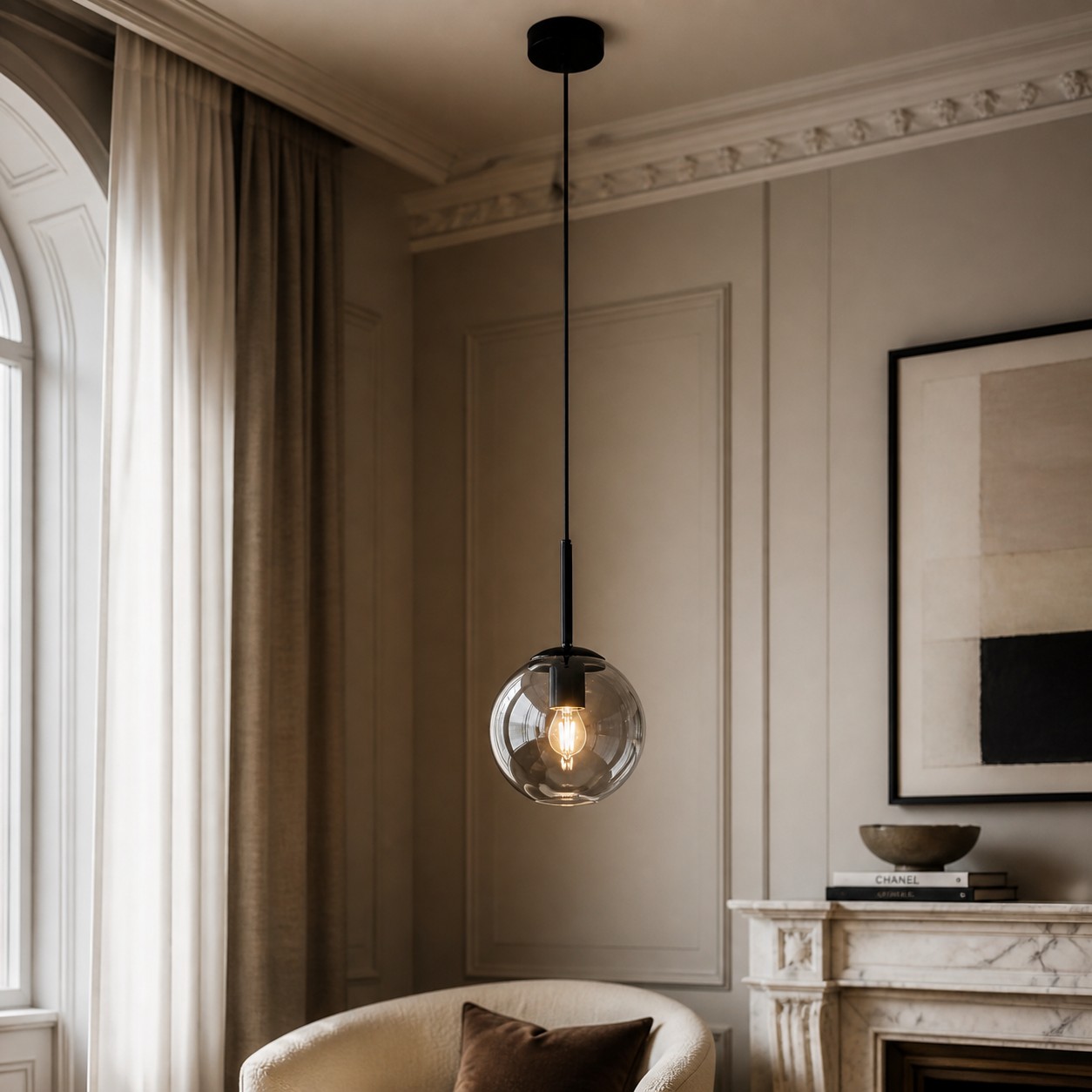Black smoke pendant in room