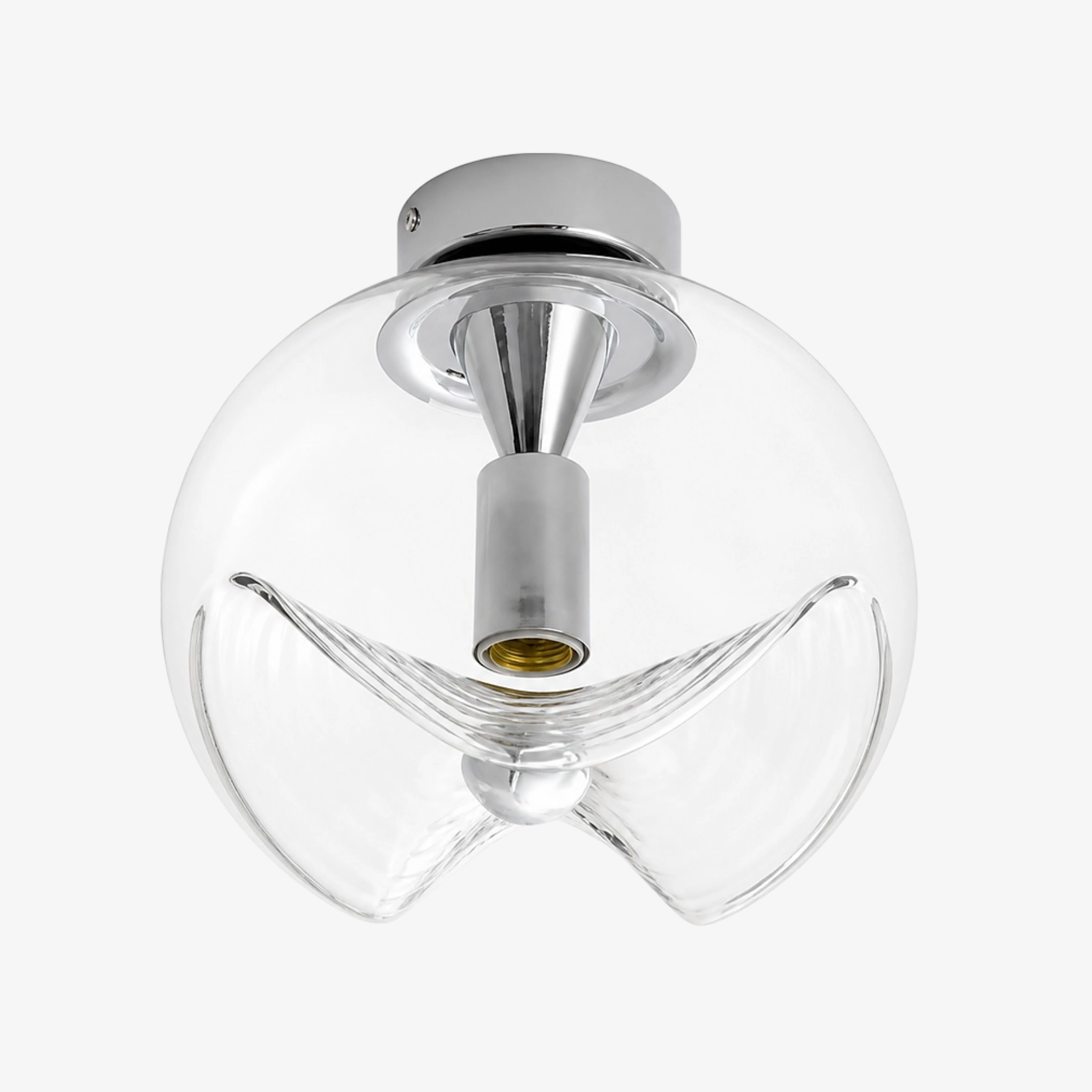 Chrome and Clear Luma sculpted glass ceiling light
