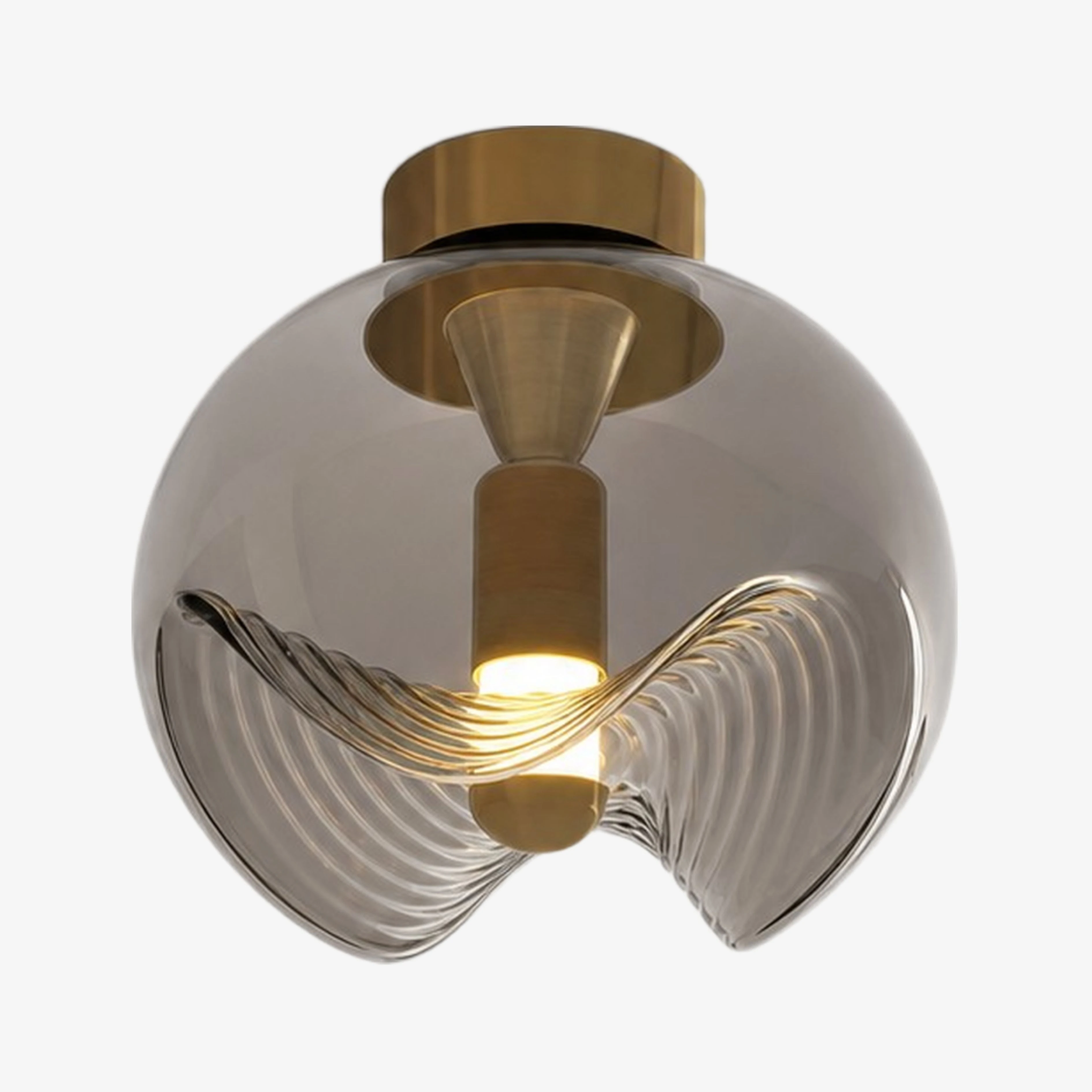 Gold and Smoke Gray Luma sculpted glass ceiling light