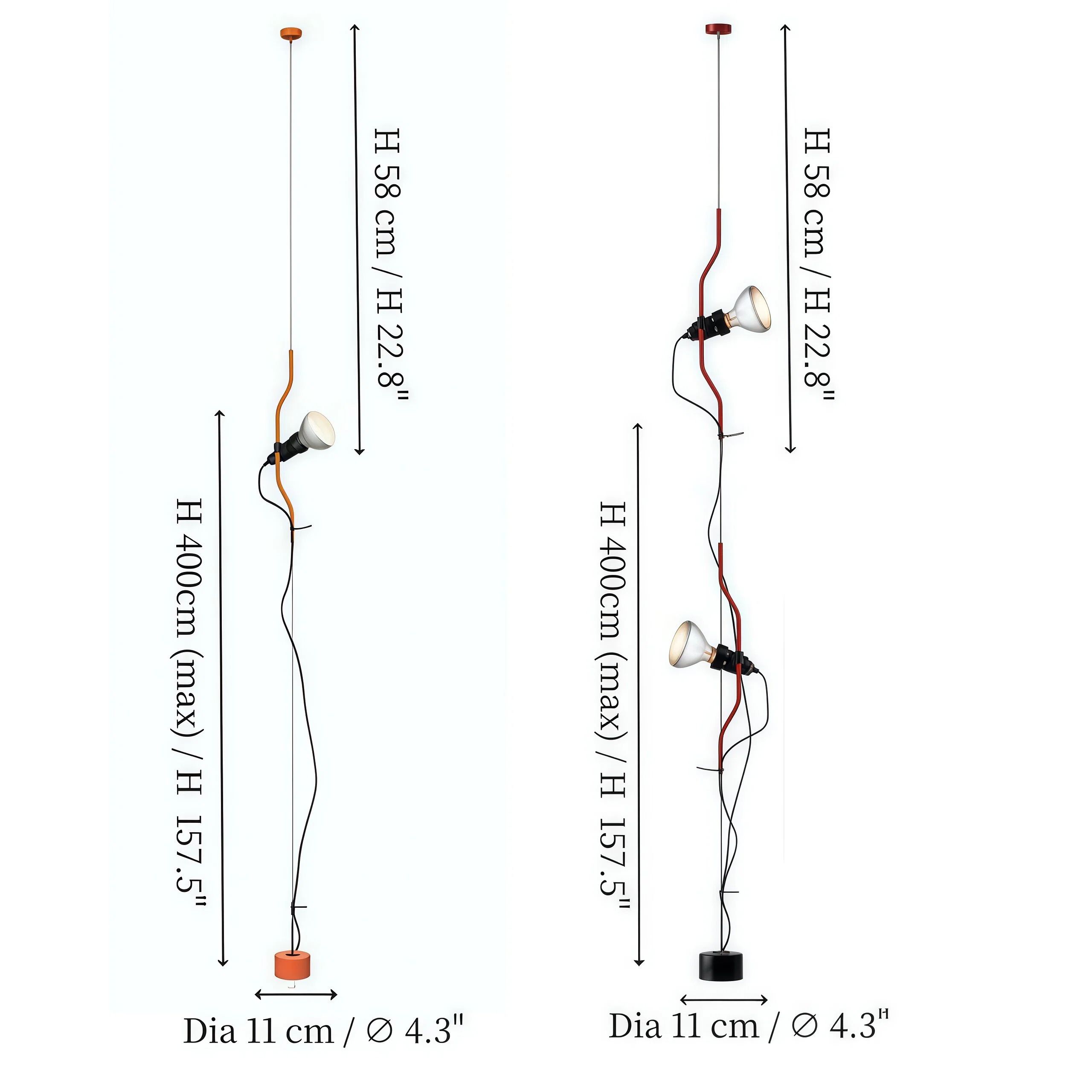Parentesi 1 head and 2 heads size diagram