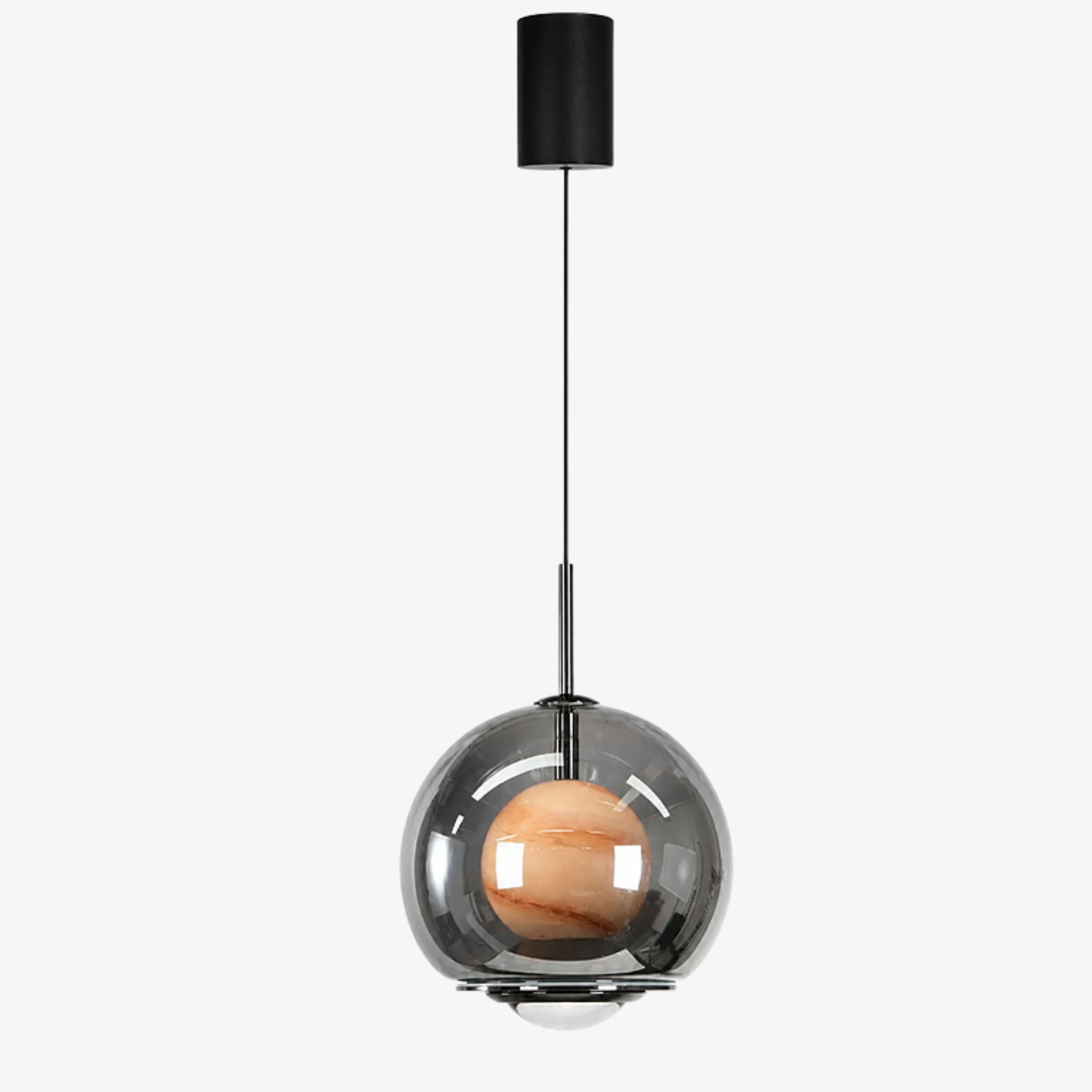 Luma smoky glass globe pendant light