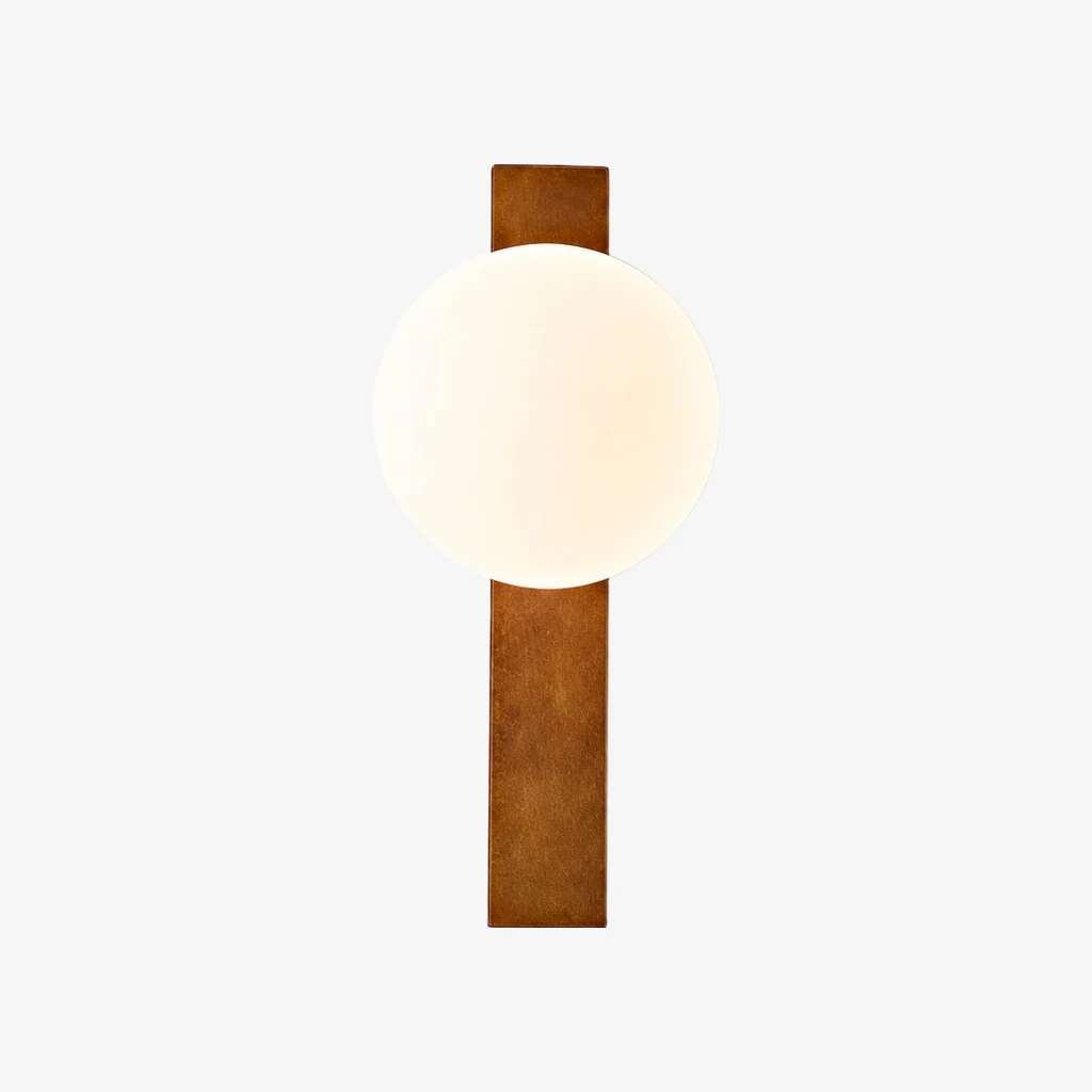 Luma vertical Walnut globe wall sconce