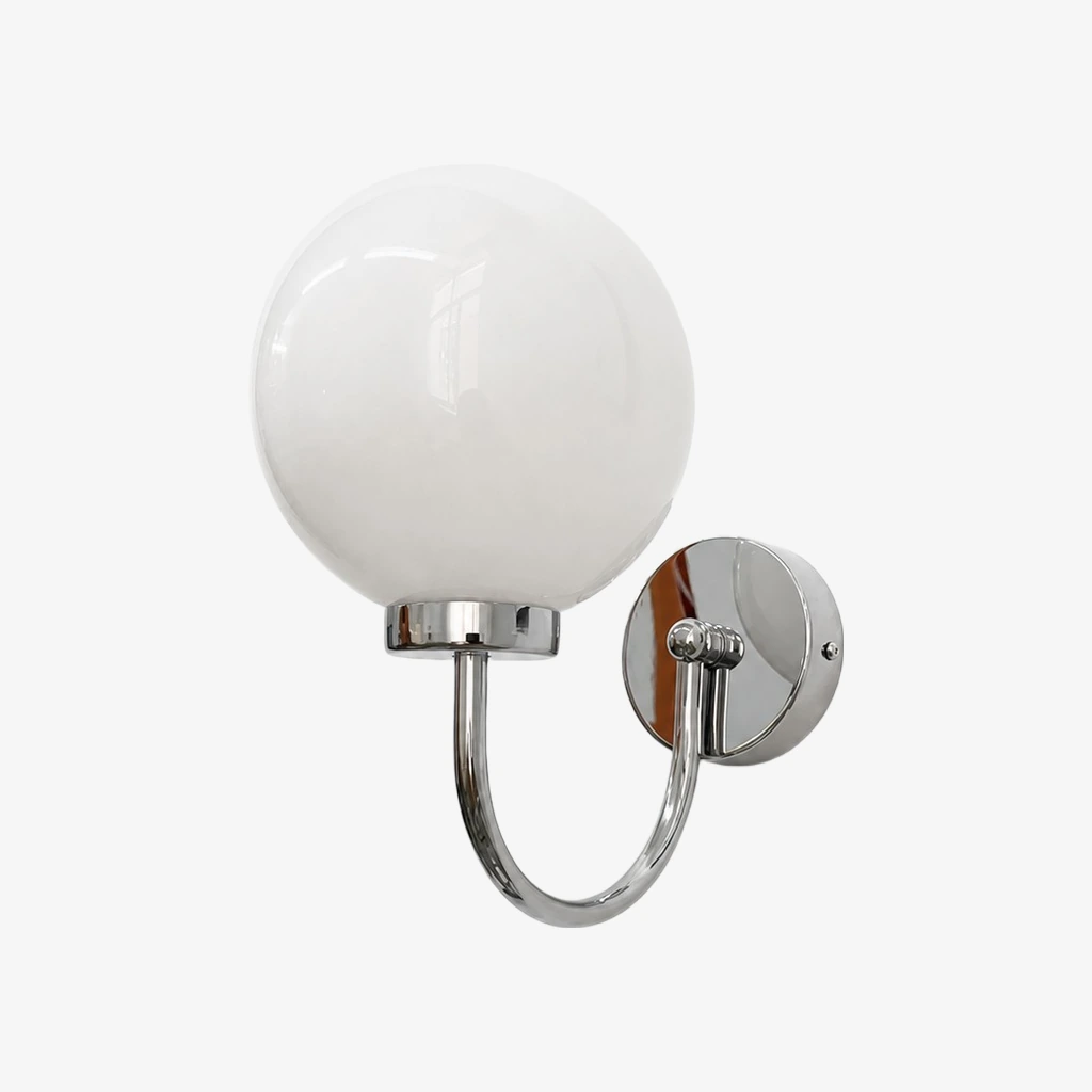 Style B Luma opal globe wall sconce in Chrome