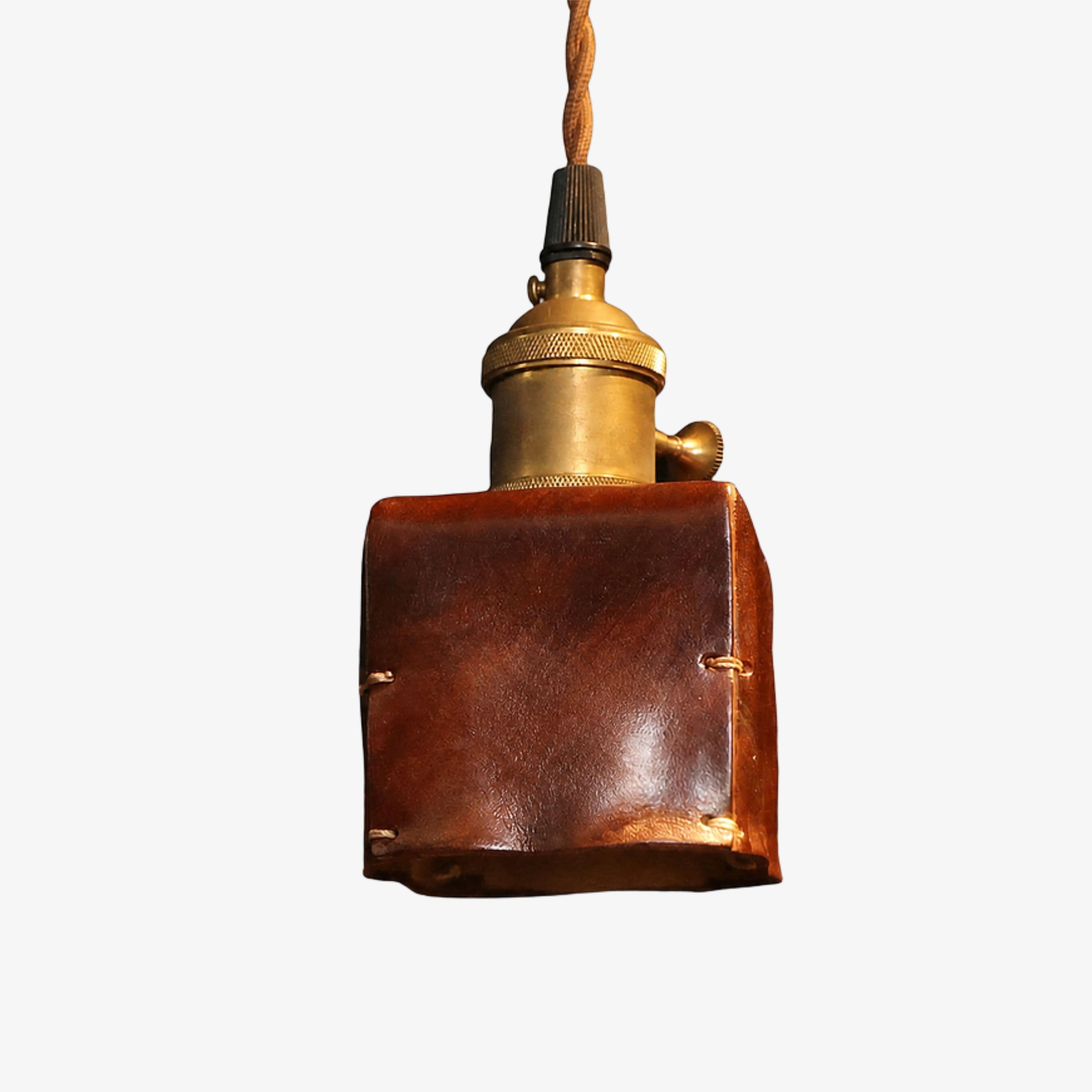 8 cm deep brown hand-shaped leather pendant shade